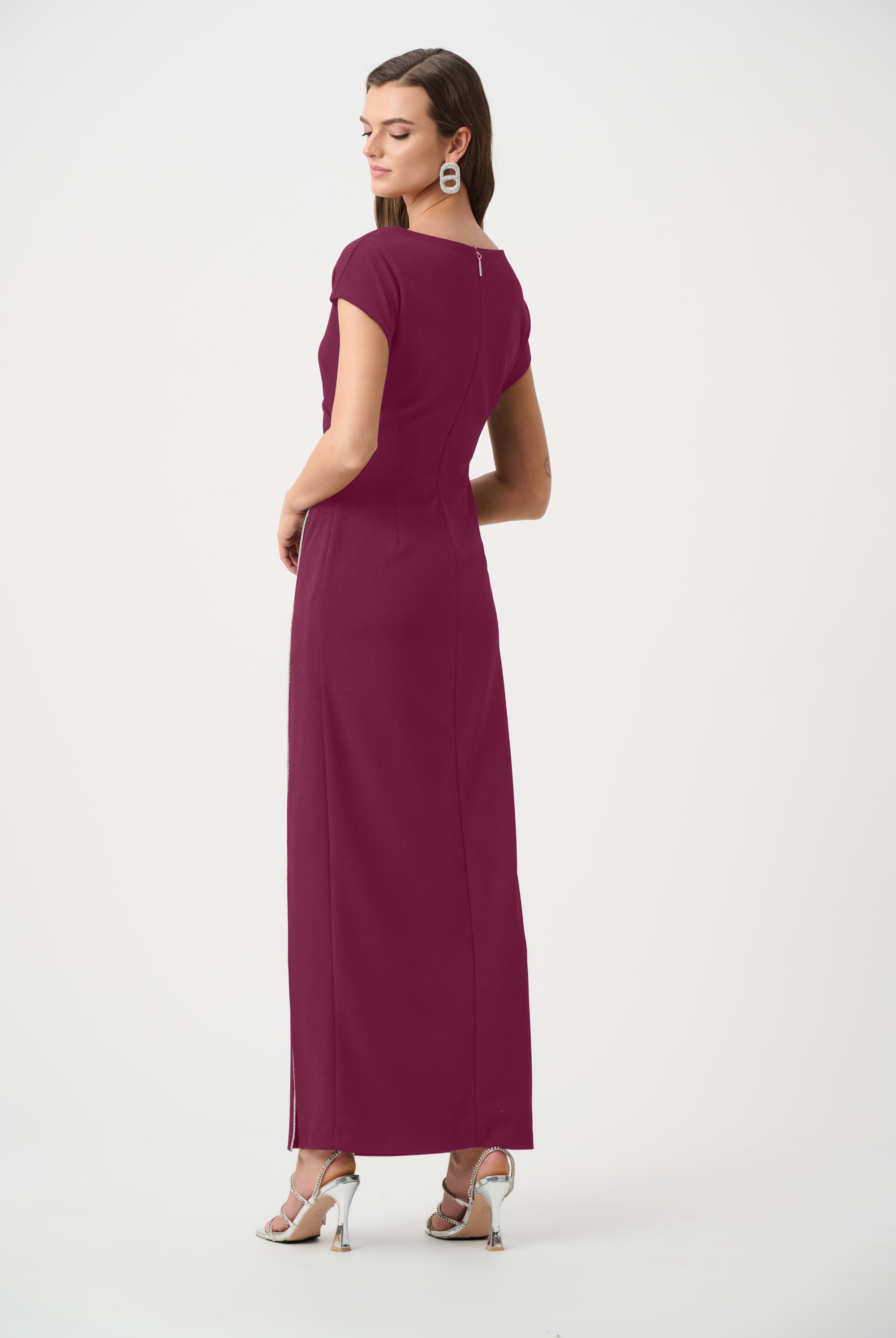 Signature | Scuba Crepe Sheath Gown With Rhinestones Piping
