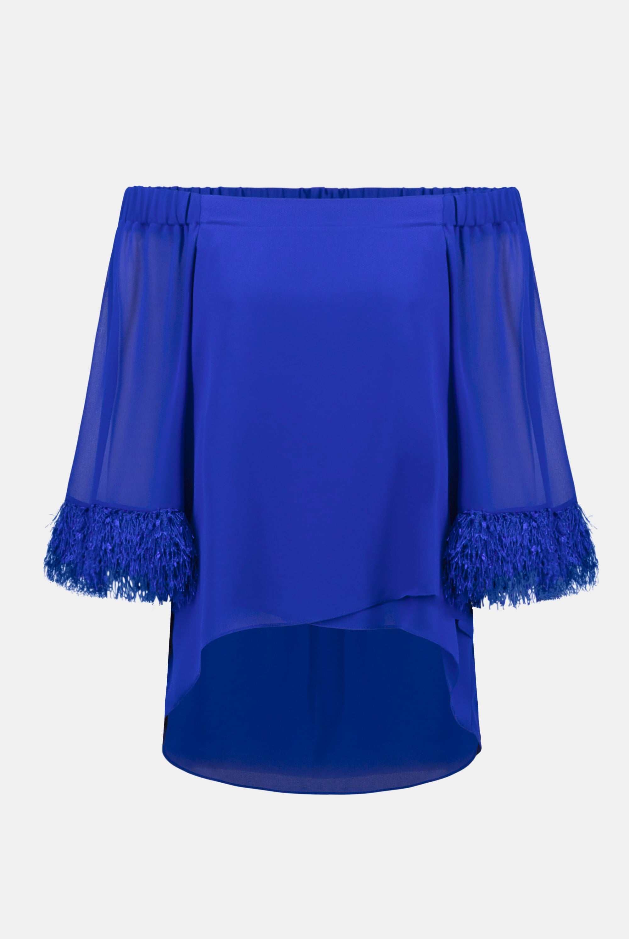 Signature | Georgette And Chiffon Off Shoulder Trapeze Top With Novelty Trim