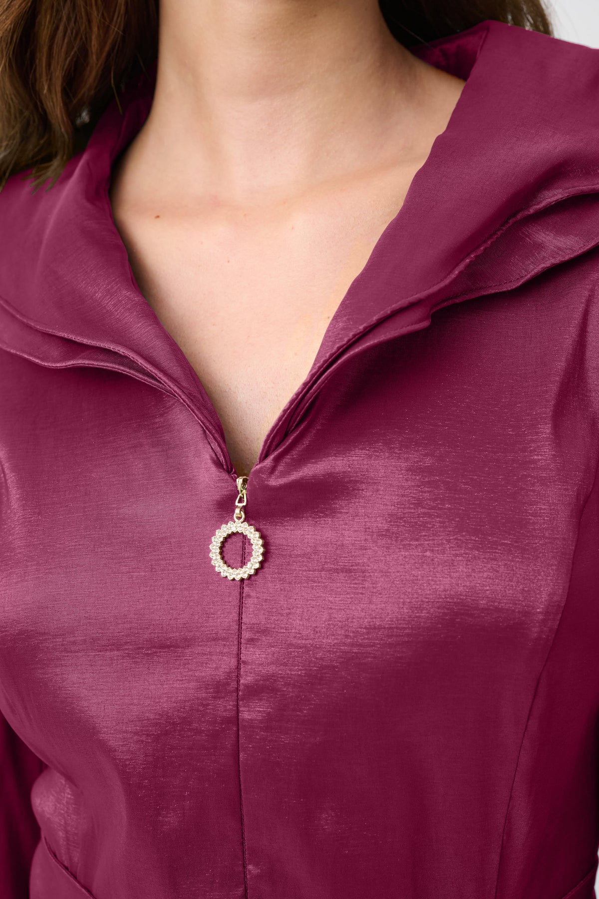 Joseph Ribkoff Signature | Stretch Taffeta Fit And Flare Dress With Lapel Collar-261719F26, Berry Burst