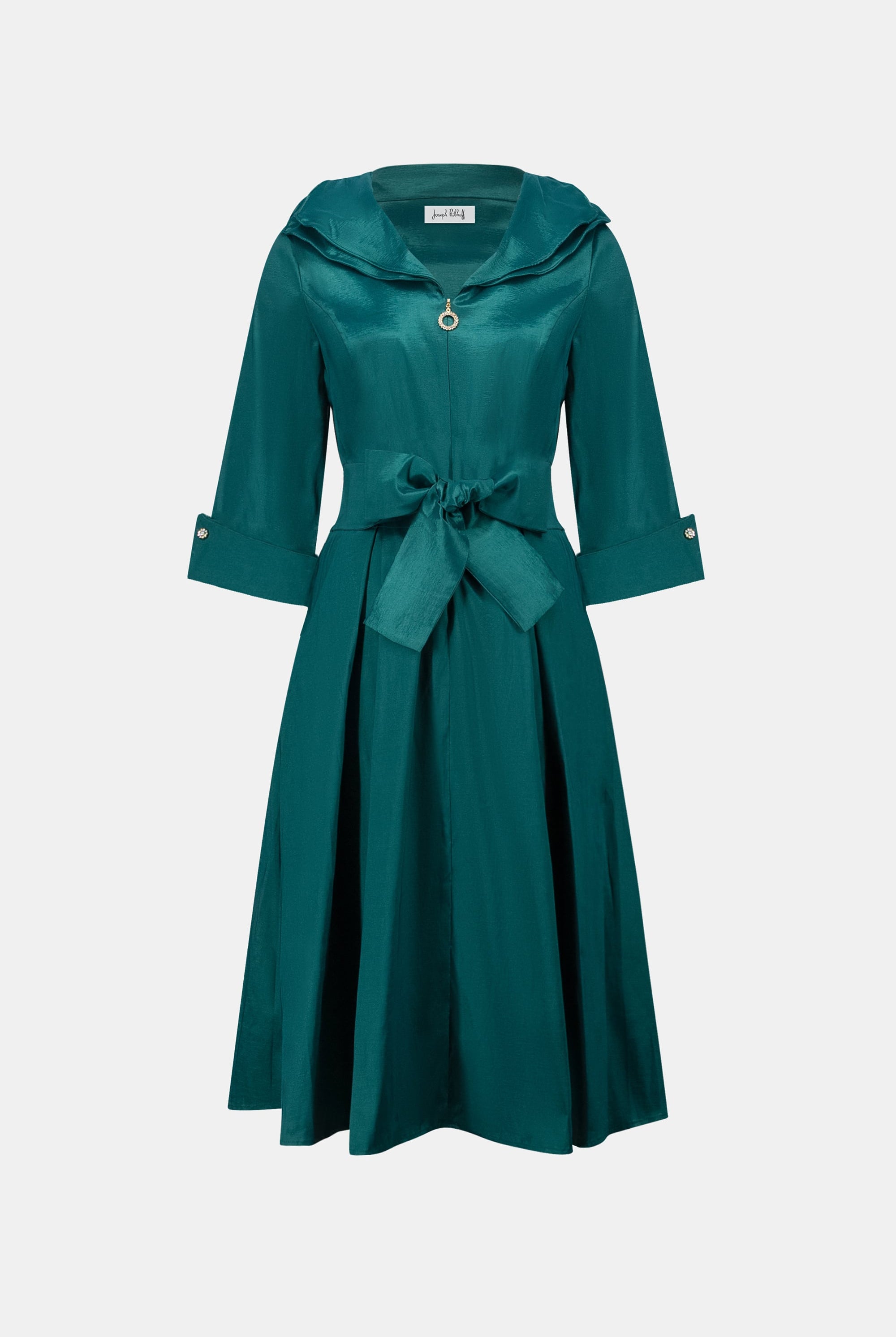 Signature | Stretch Taffeta Fit And Flare Dress With Lapel Collar