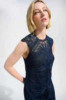 Joseph Ribkoff Signature | Guipure Soutache Trumpet Dress With Ruffle Hem-261740