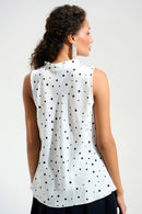 Joseph Ribkoff Signature | Recycled Satin Dot Print Sleeveless Cowl Neck Top-261746
