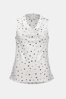 Joseph Ribkoff Signature | Recycled Satin Dot Print Sleeveless Cowl Neck Top-261746