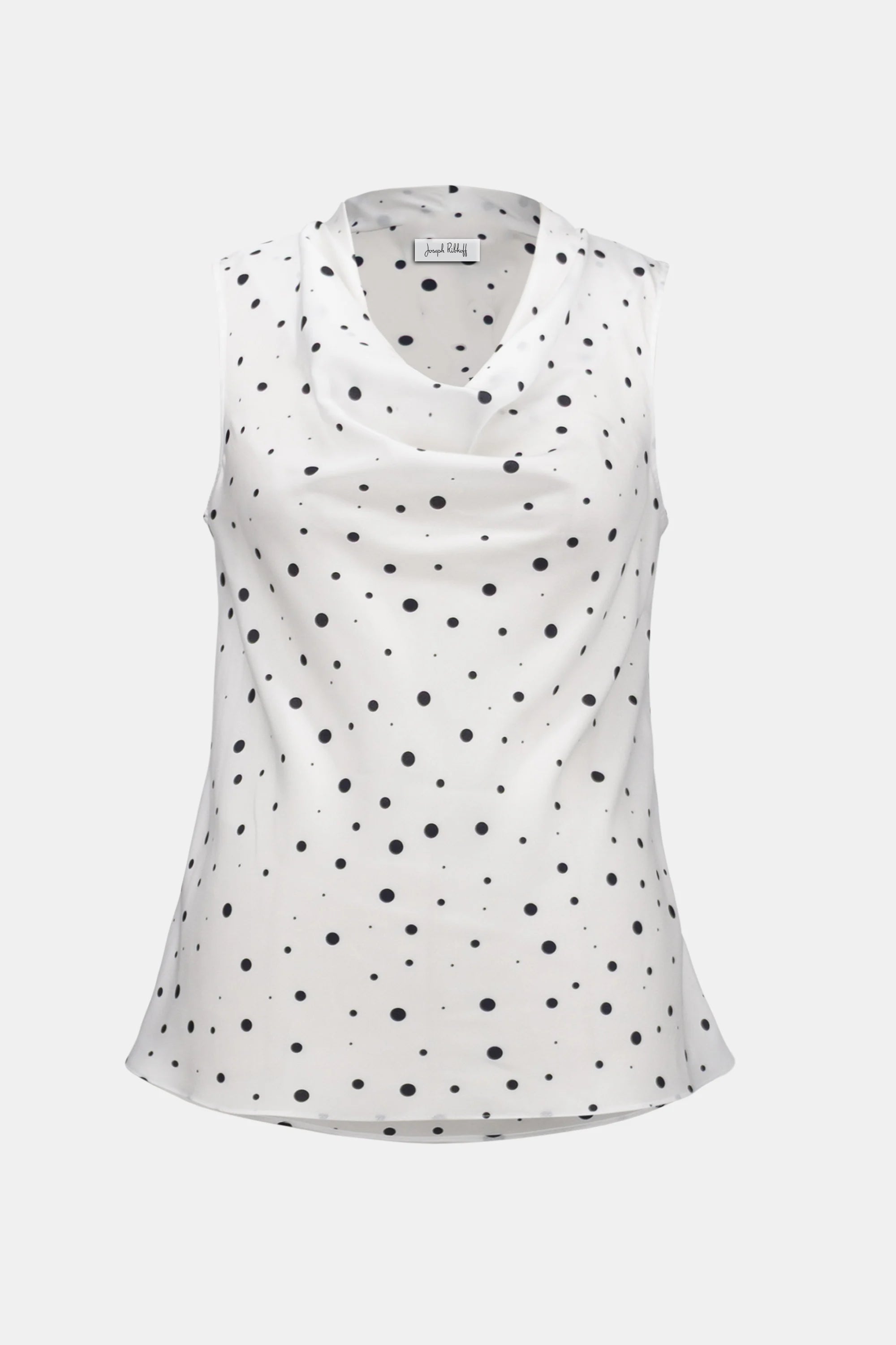 Joseph Ribkoff Signature | Recycled Satin Dot Print Sleeveless Cowl Neck Top-261746