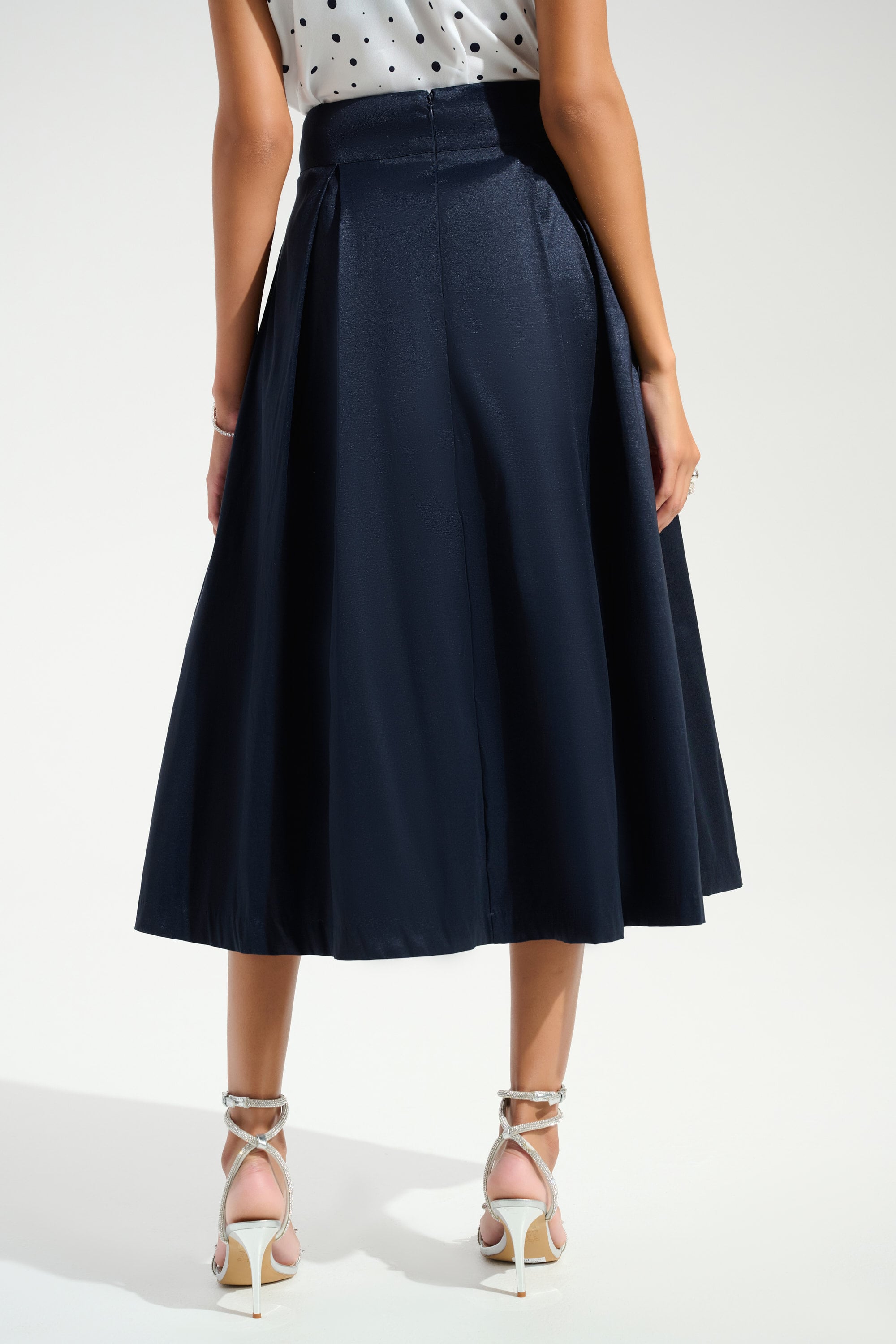 Signature | |Stretch Taffeta Flared Skirt With Box Pleats