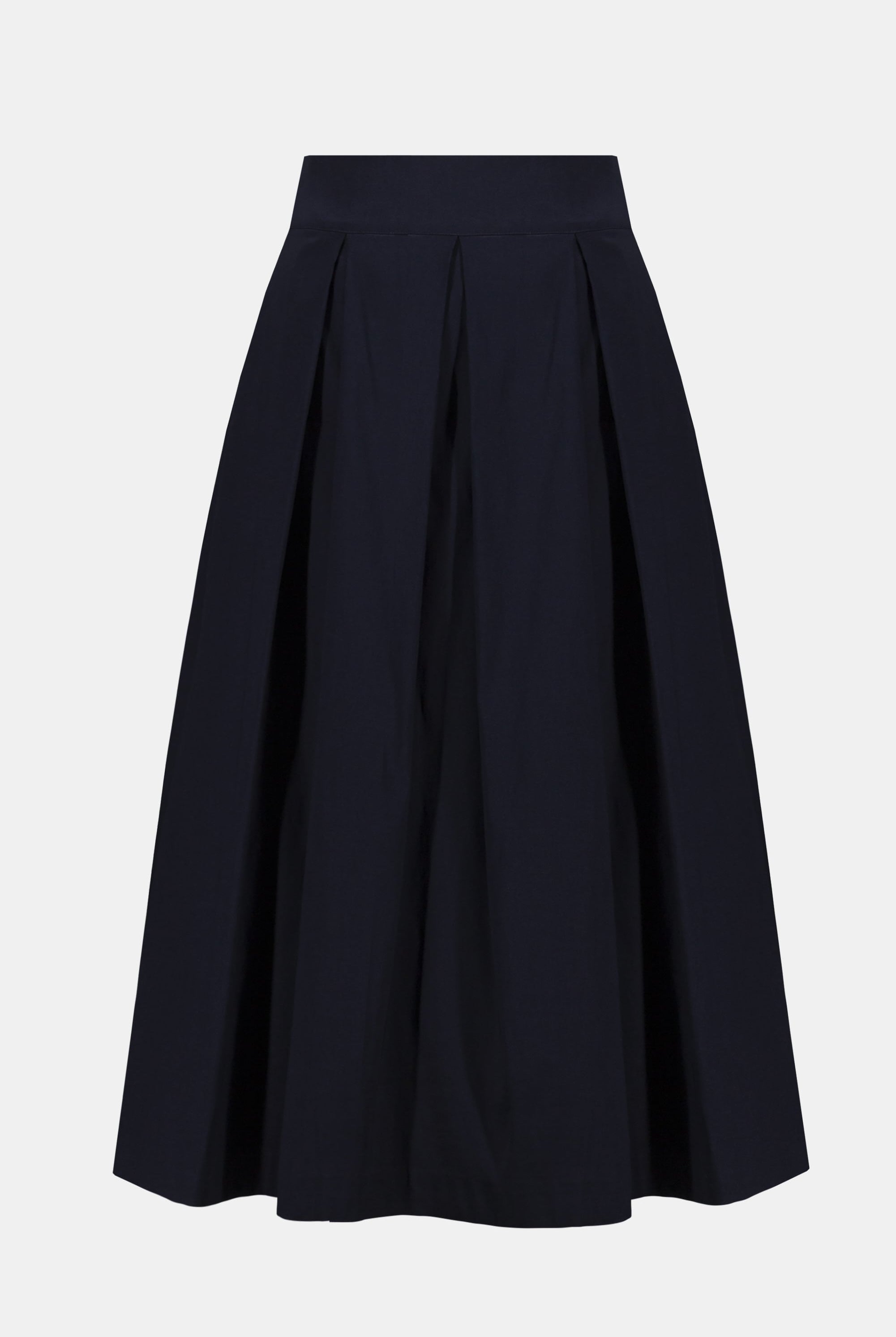 Signature | |Stretch Taffeta Flared Skirt With Box Pleats