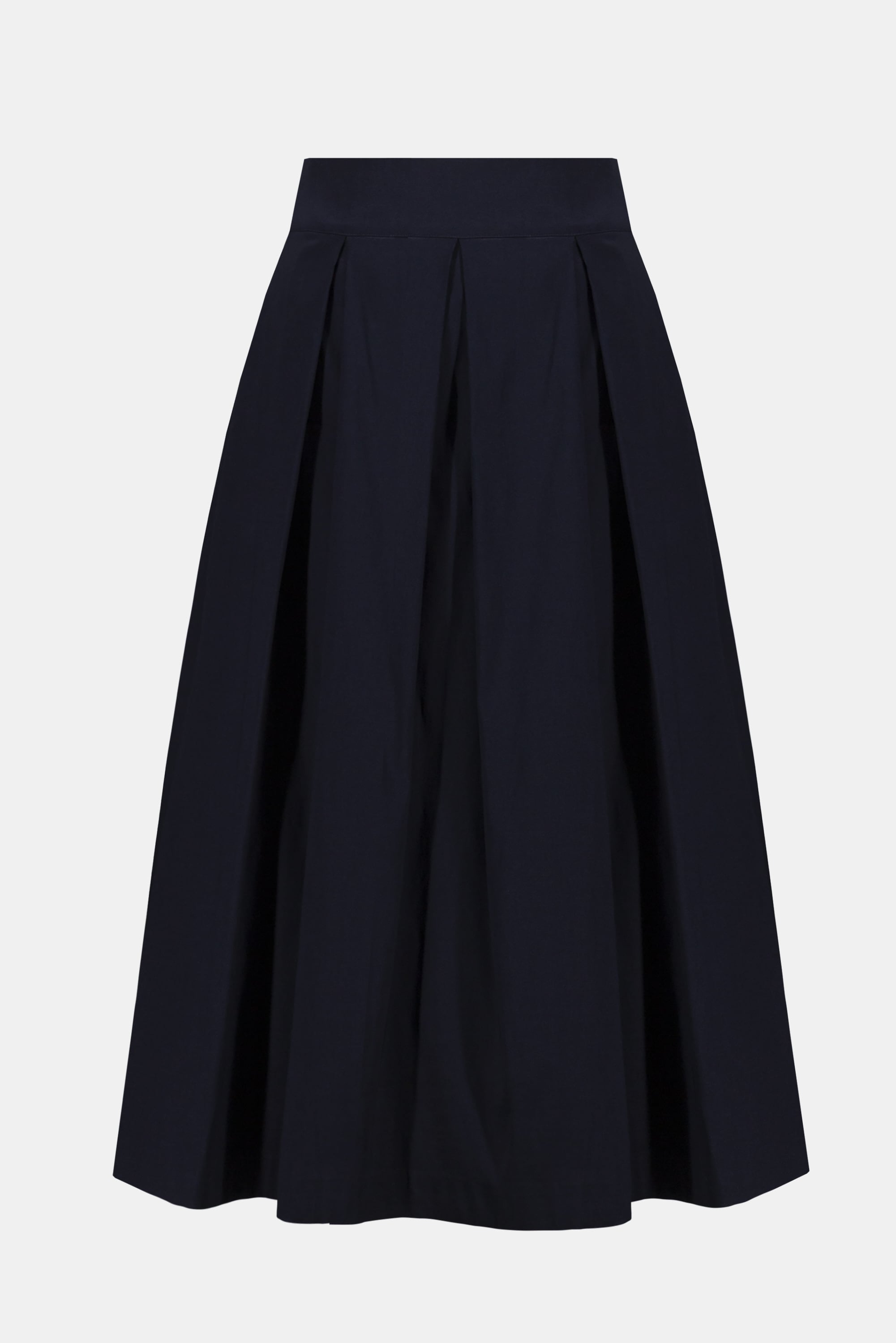 Signature | |Stretch Taffeta Flared Skirt With Box Pleats