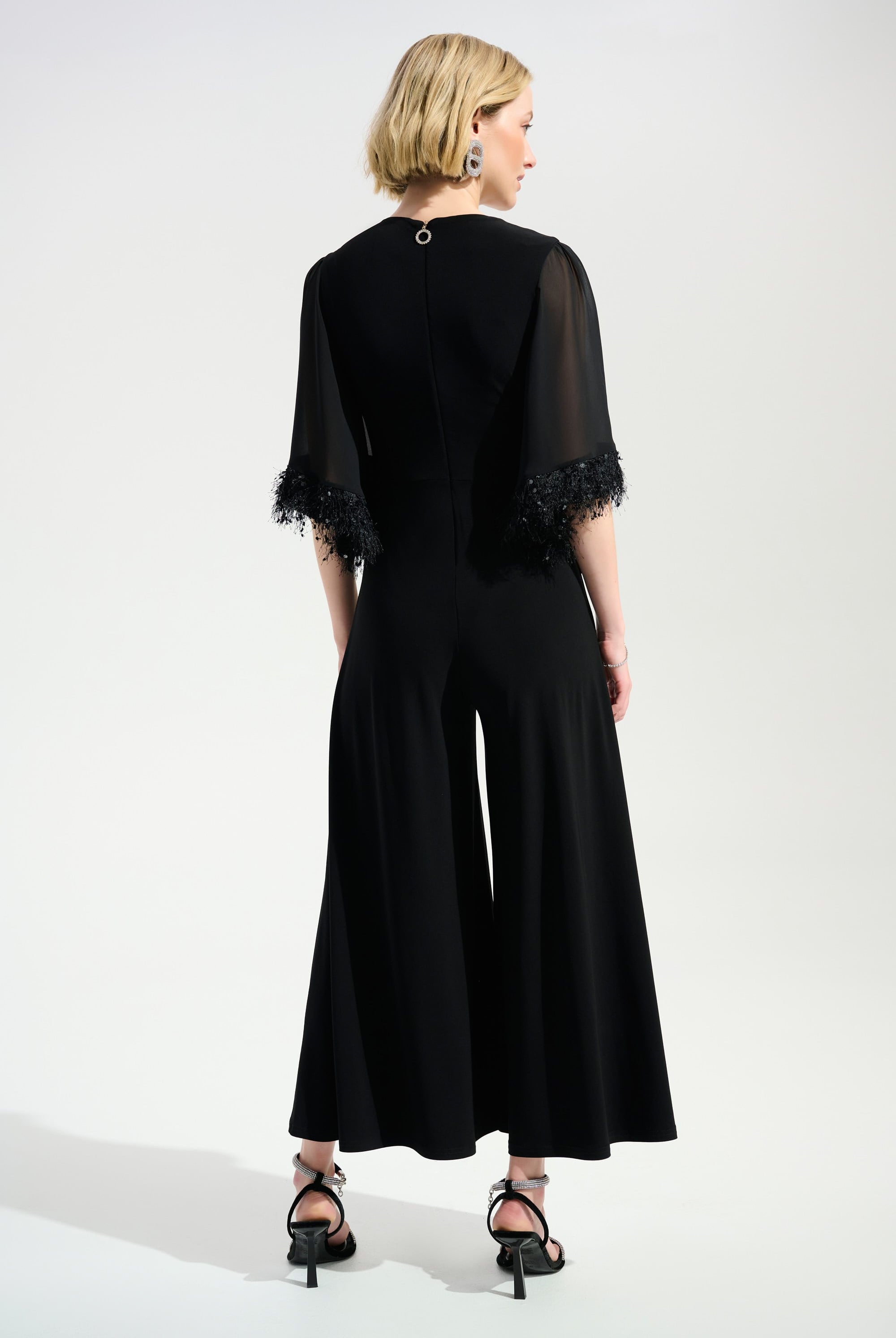 Signature | Silky Knit Wide Leg Jumpsuit With Chiffon Sleeves