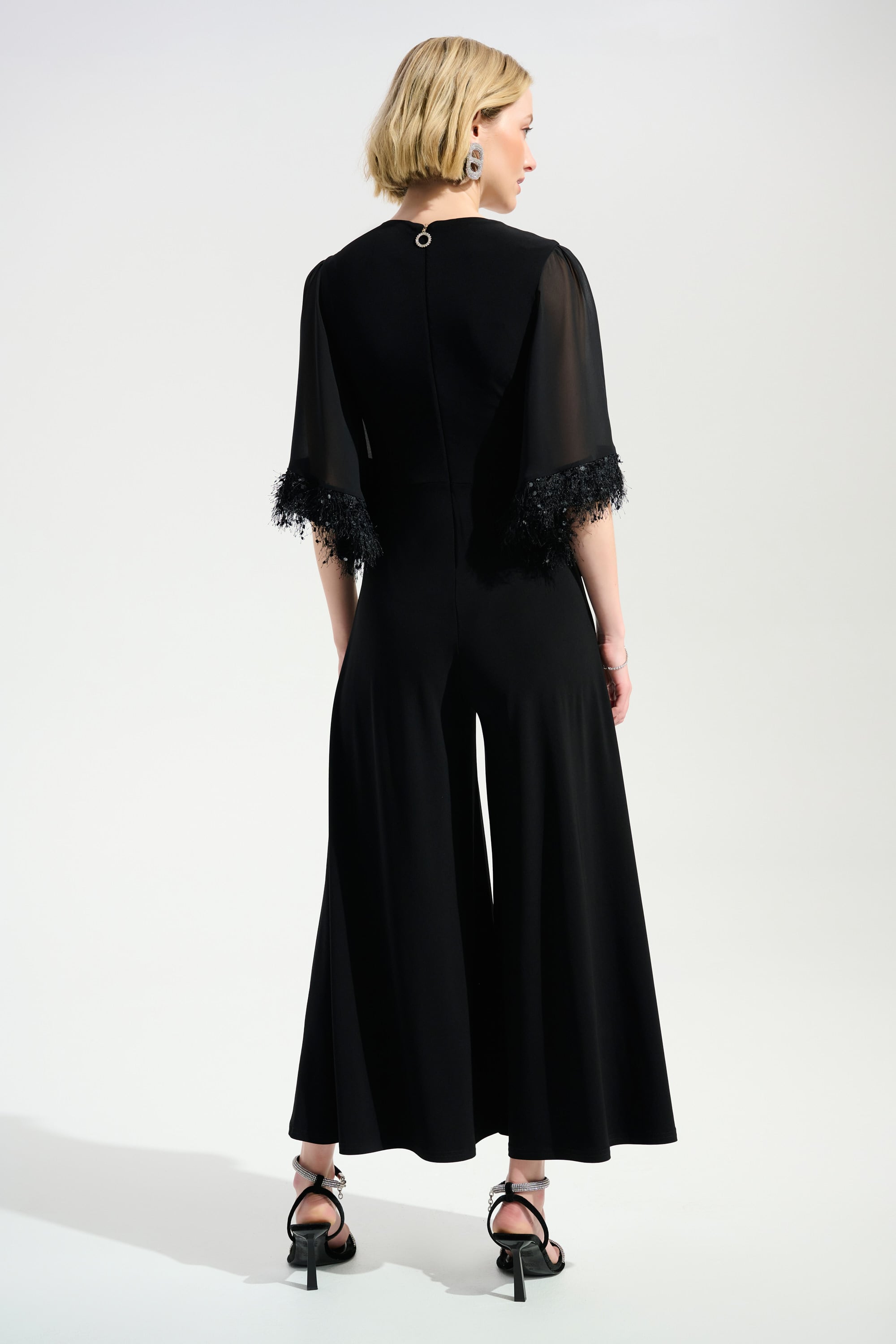Signature | Silky Knit Wide Leg Jumpsuit With Chiffon Sleeves