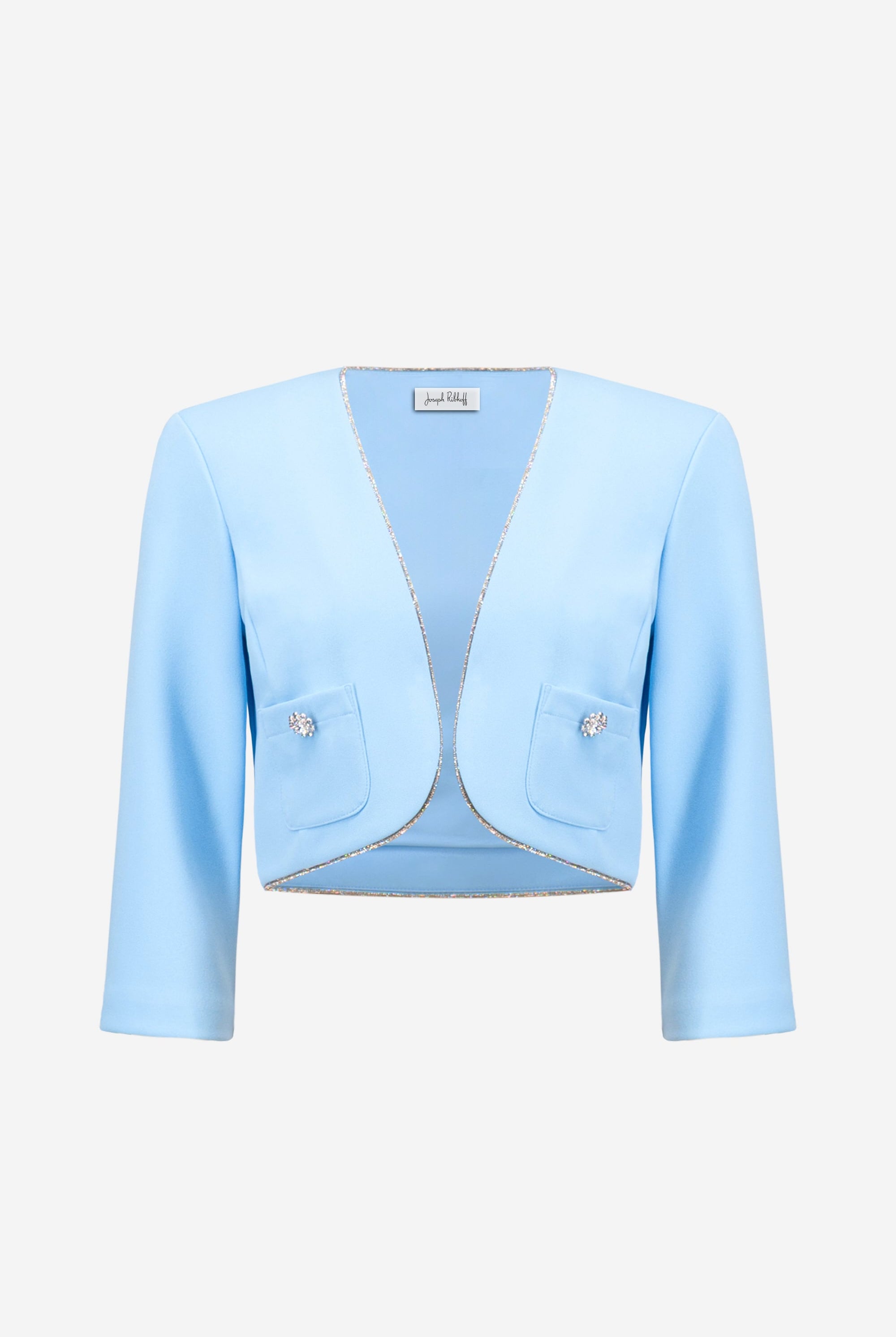 Signature | Scuba Crepe Fitted Jacket With Rhinestones Trim