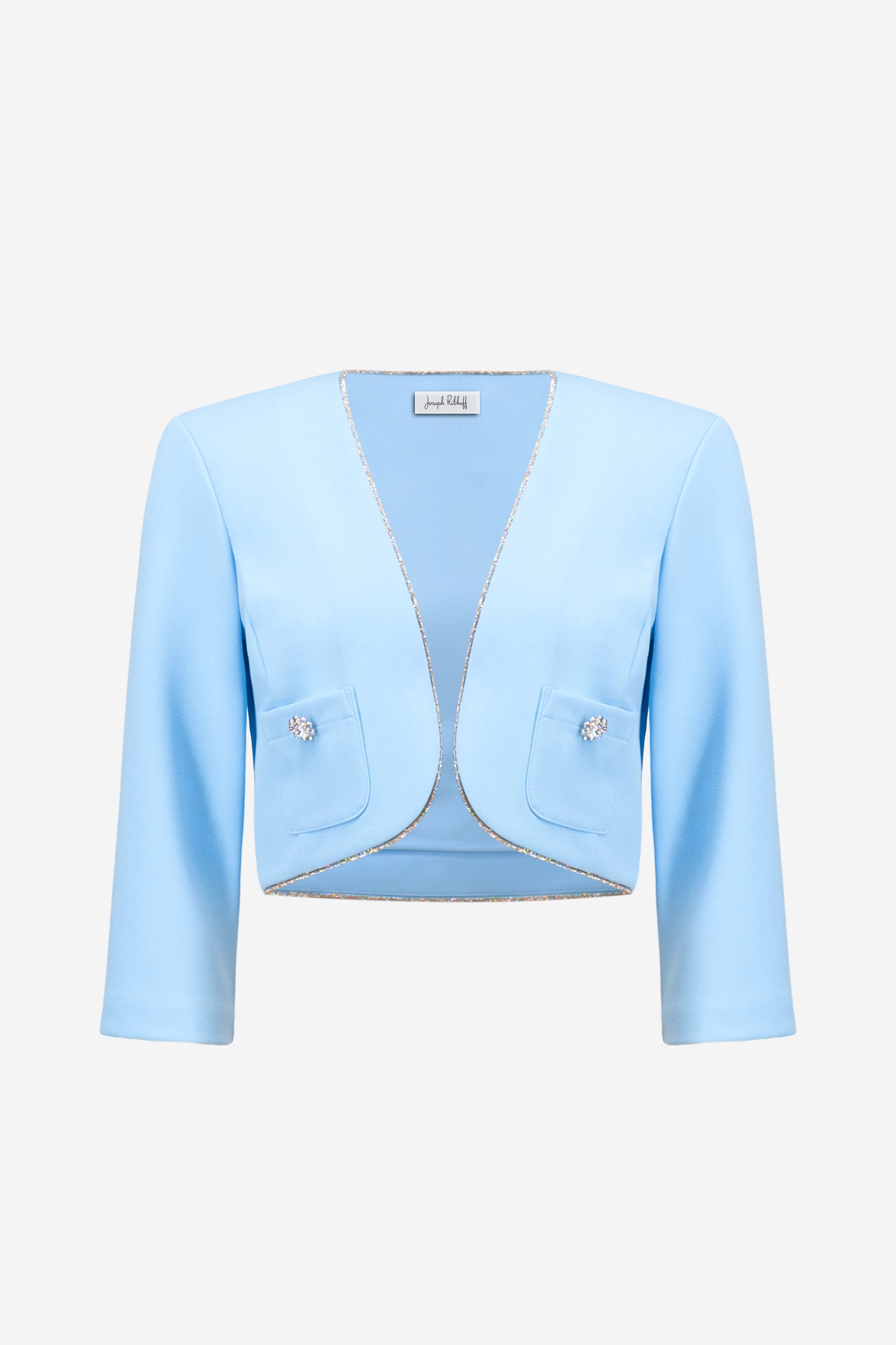 Signature | Scuba Crepe Fitted Jacket With Rhinestones Trim