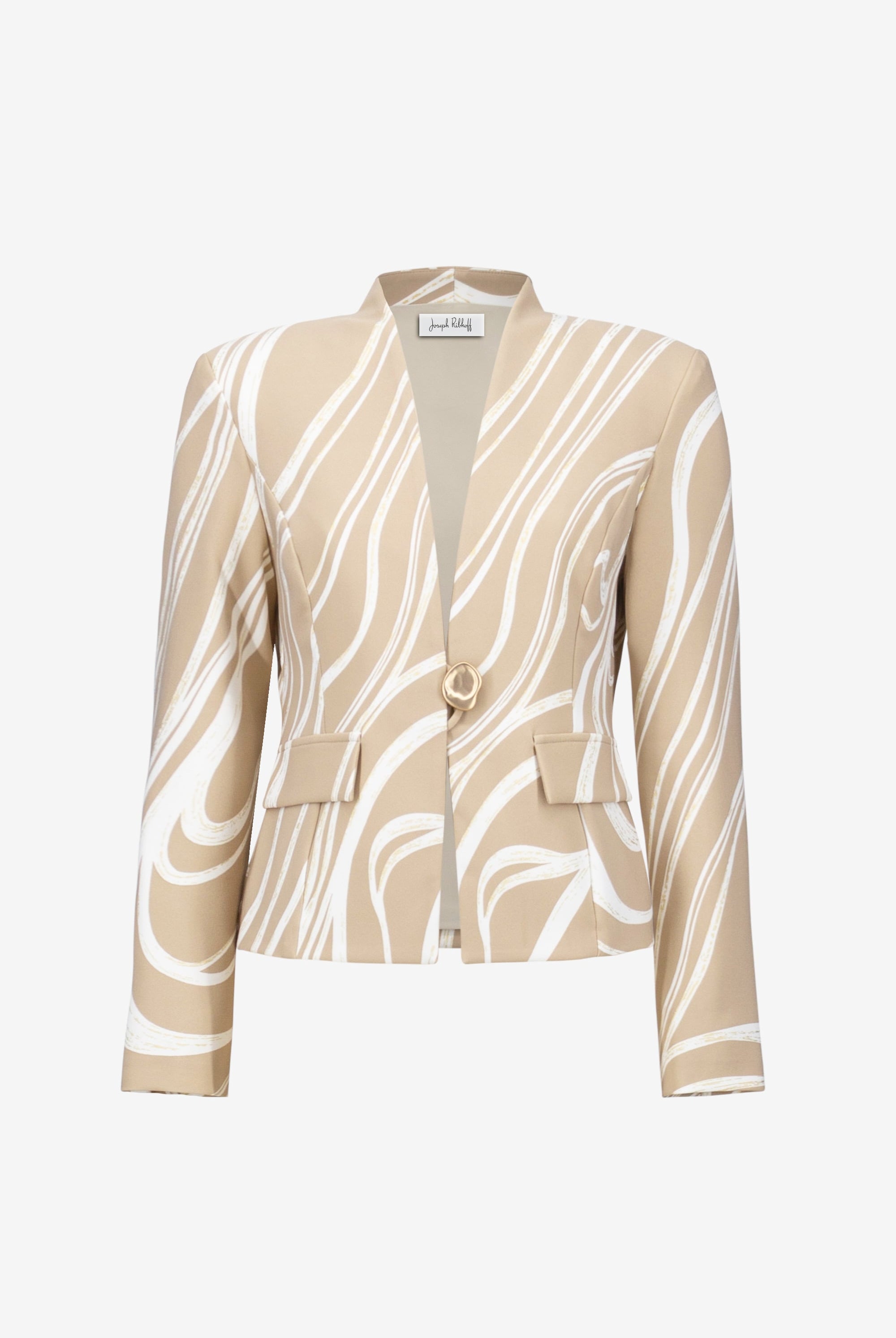 Signature | Lux Twill Foiled Abstract Print Fitted Jacket With Statement Button
