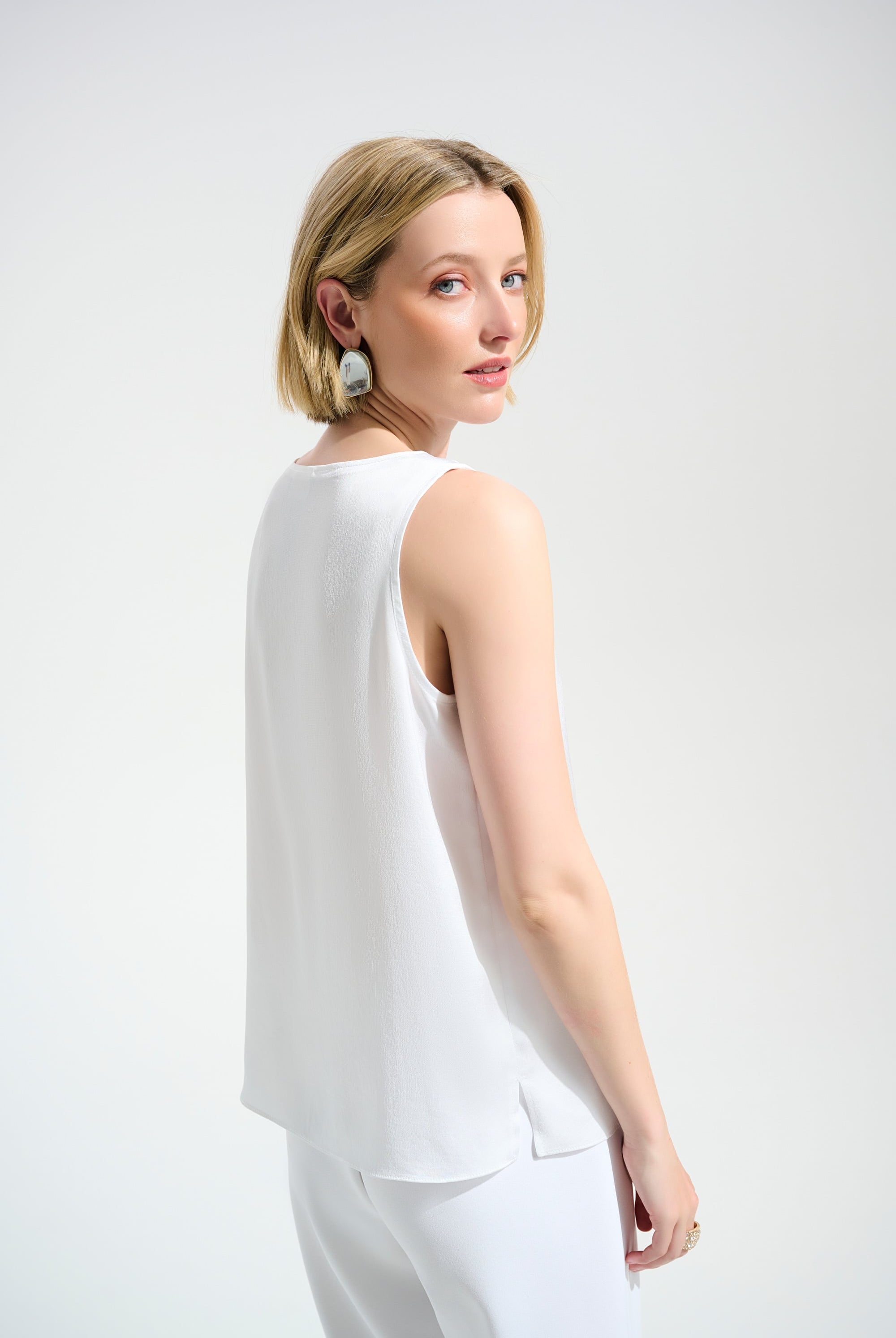 Signature | Recycled Satin Straight Top With Rhinestones Trim