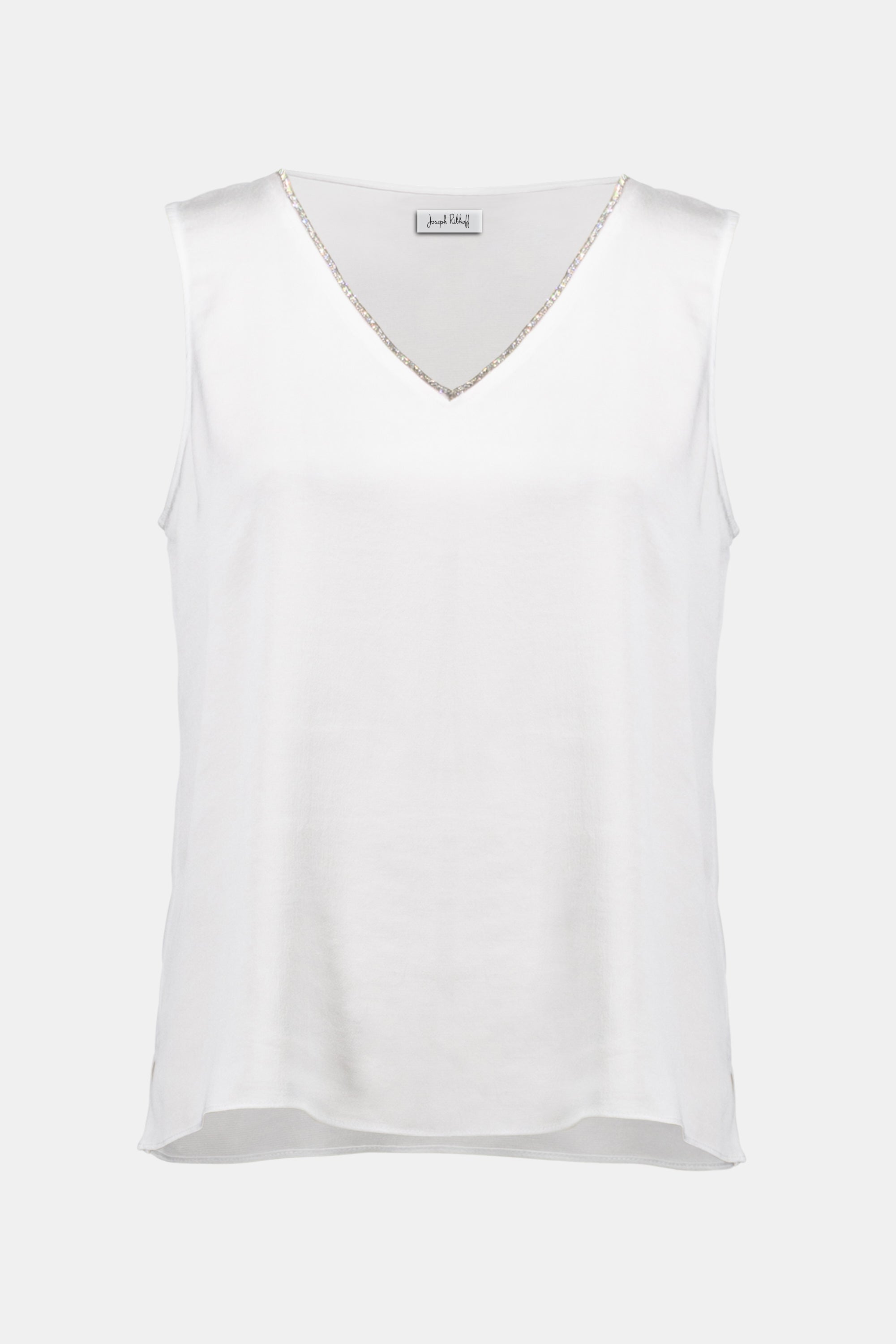 Joseph Ribkoff Signature | Recycled Satin Straight Top With Rhinestones Trim-261782