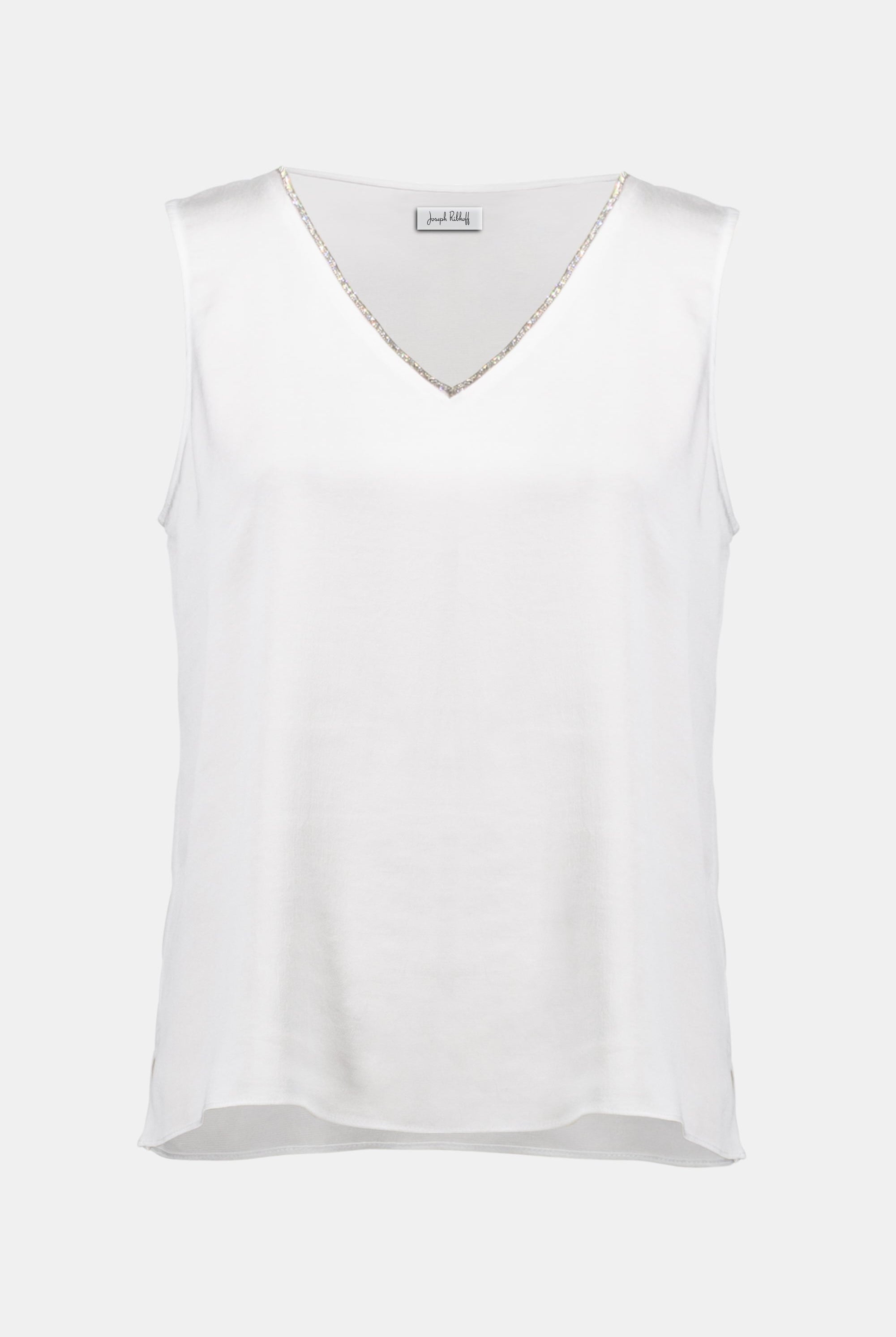 Signature | Recycled Satin Straight Top With Rhinestones Trim