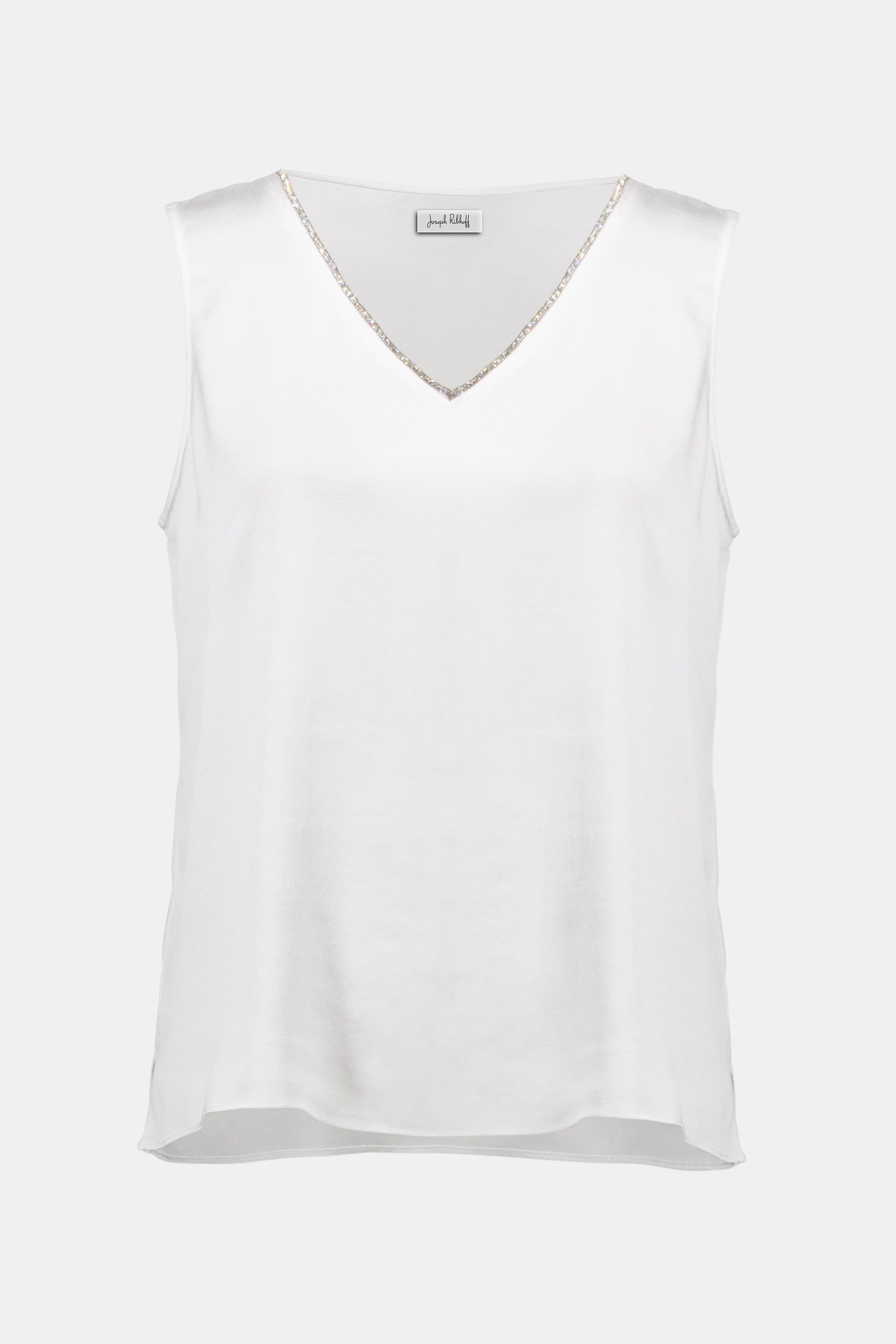 Signature | Recycled Satin Straight Top With Rhinestones Trim