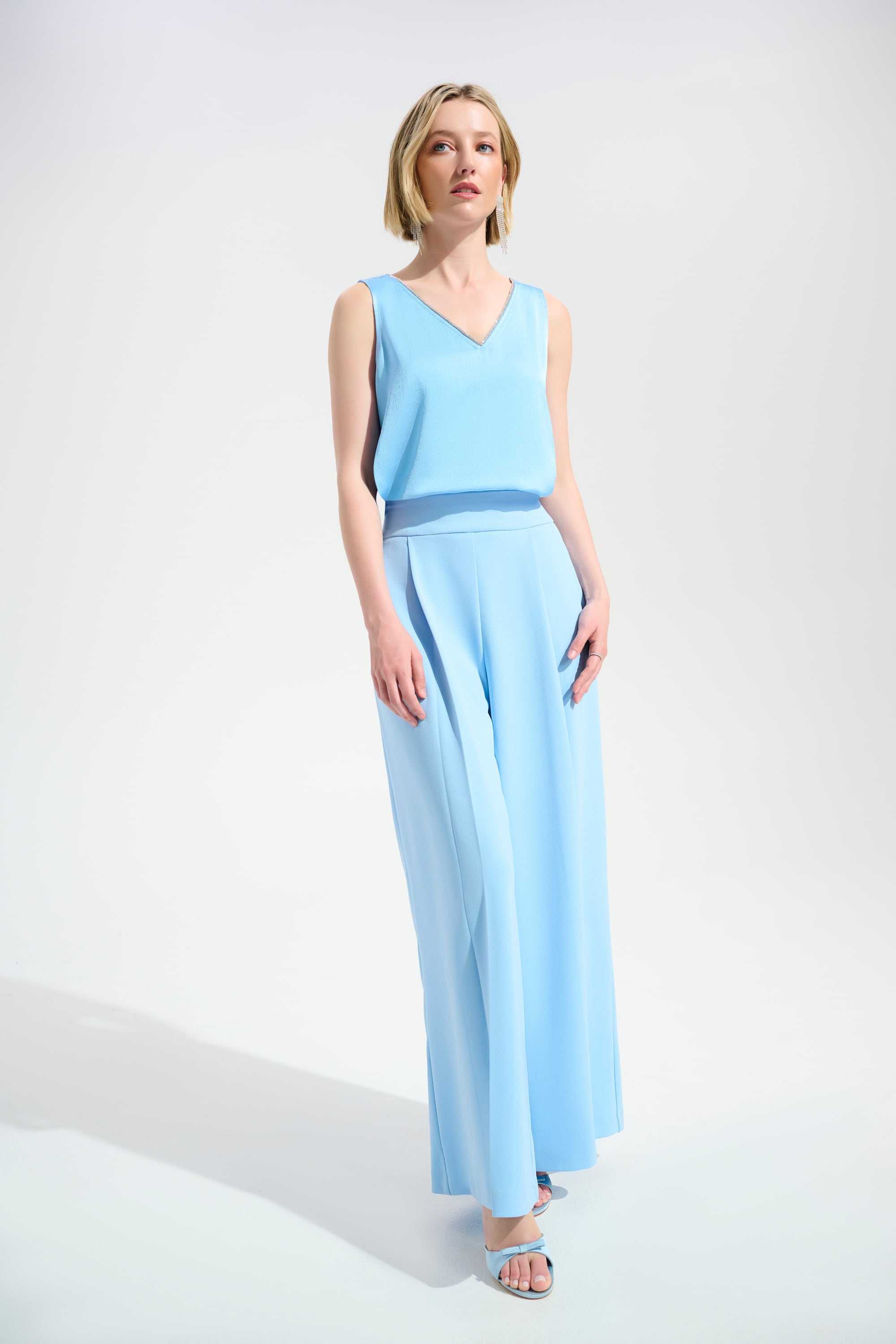 Signature | Recycled Satin Straight Top With Rhinestones Trim