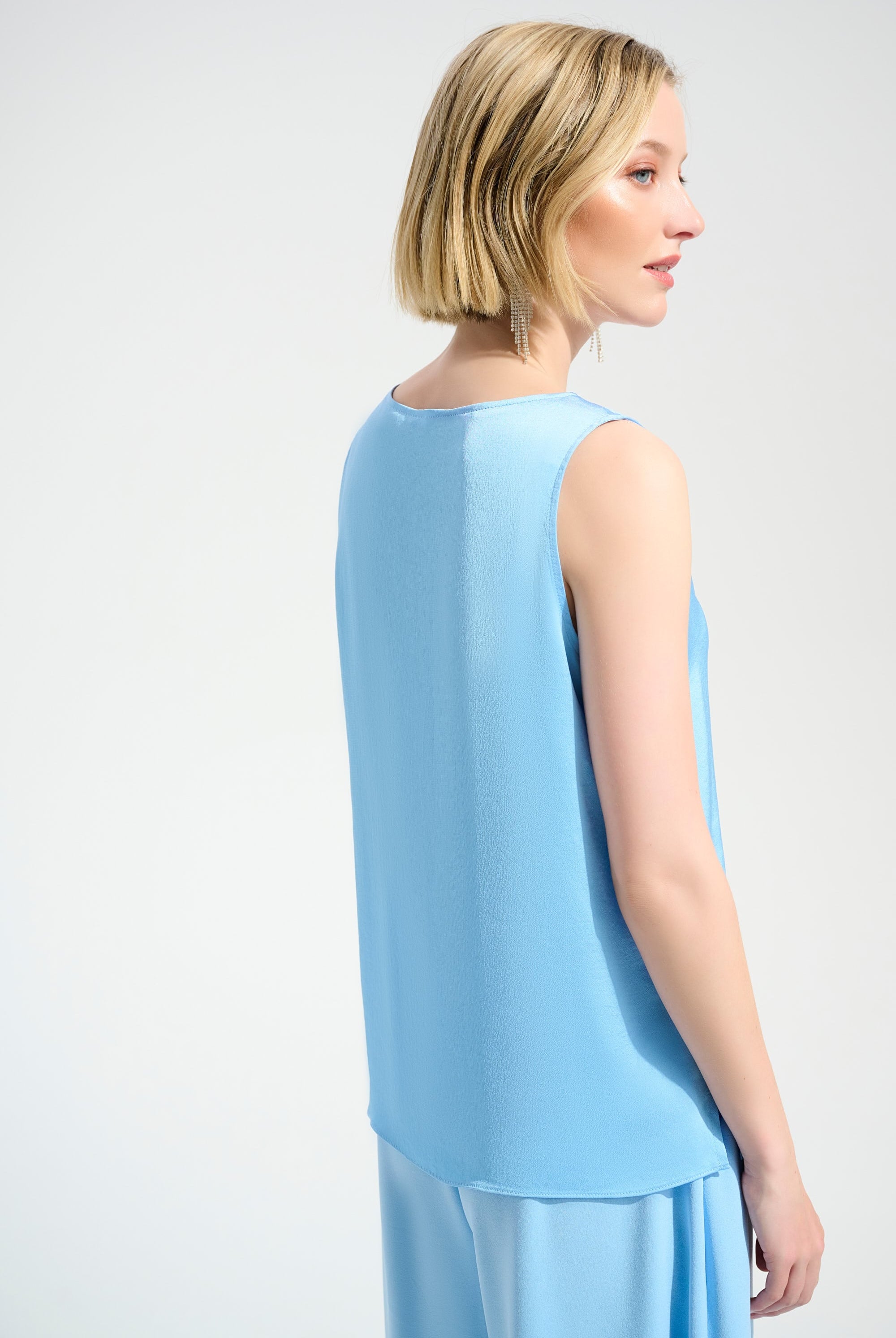 Signature | Recycled Satin Straight Top With Rhinestones Trim