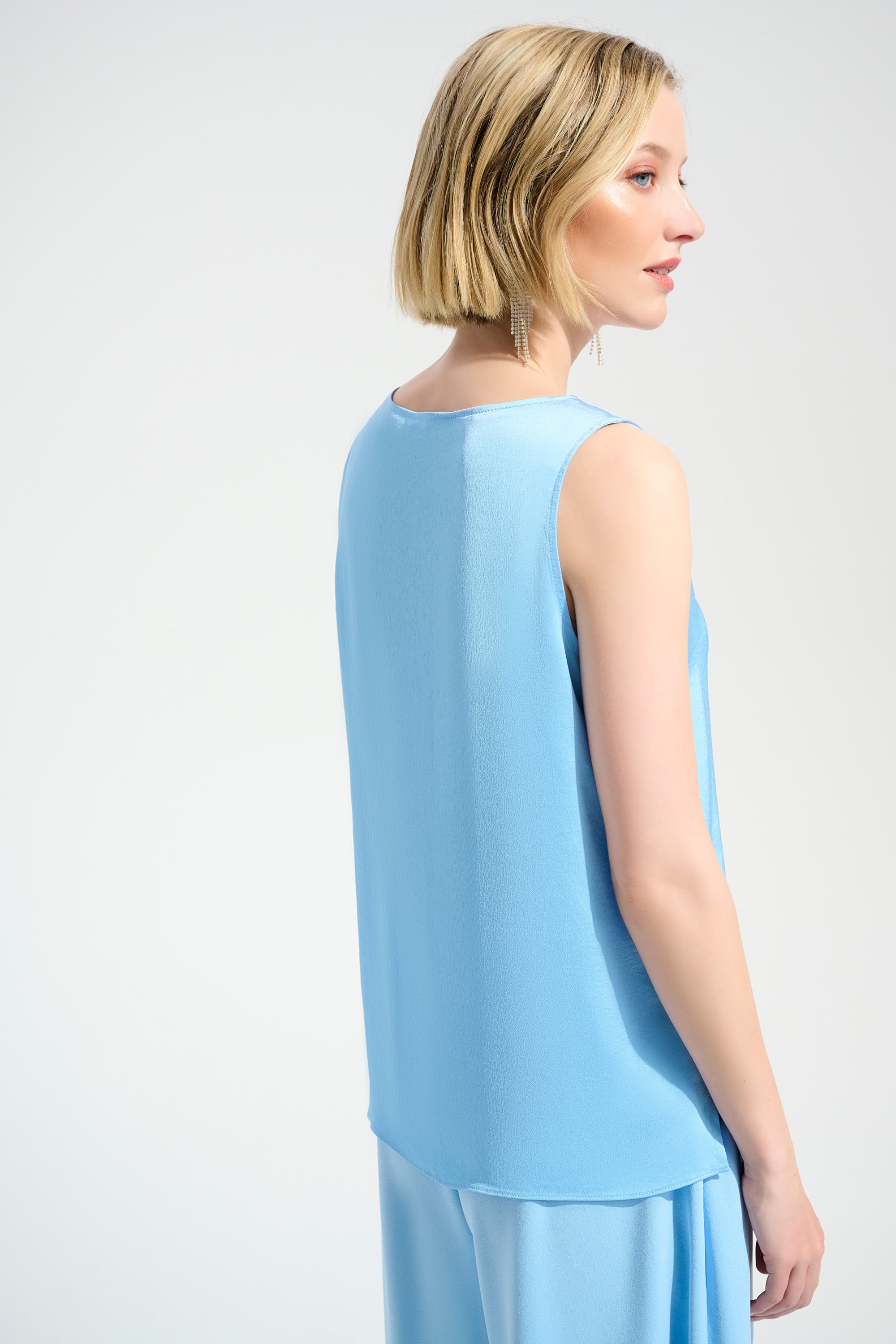 Signature | Recycled Satin Straight Top With Rhinestones Trim