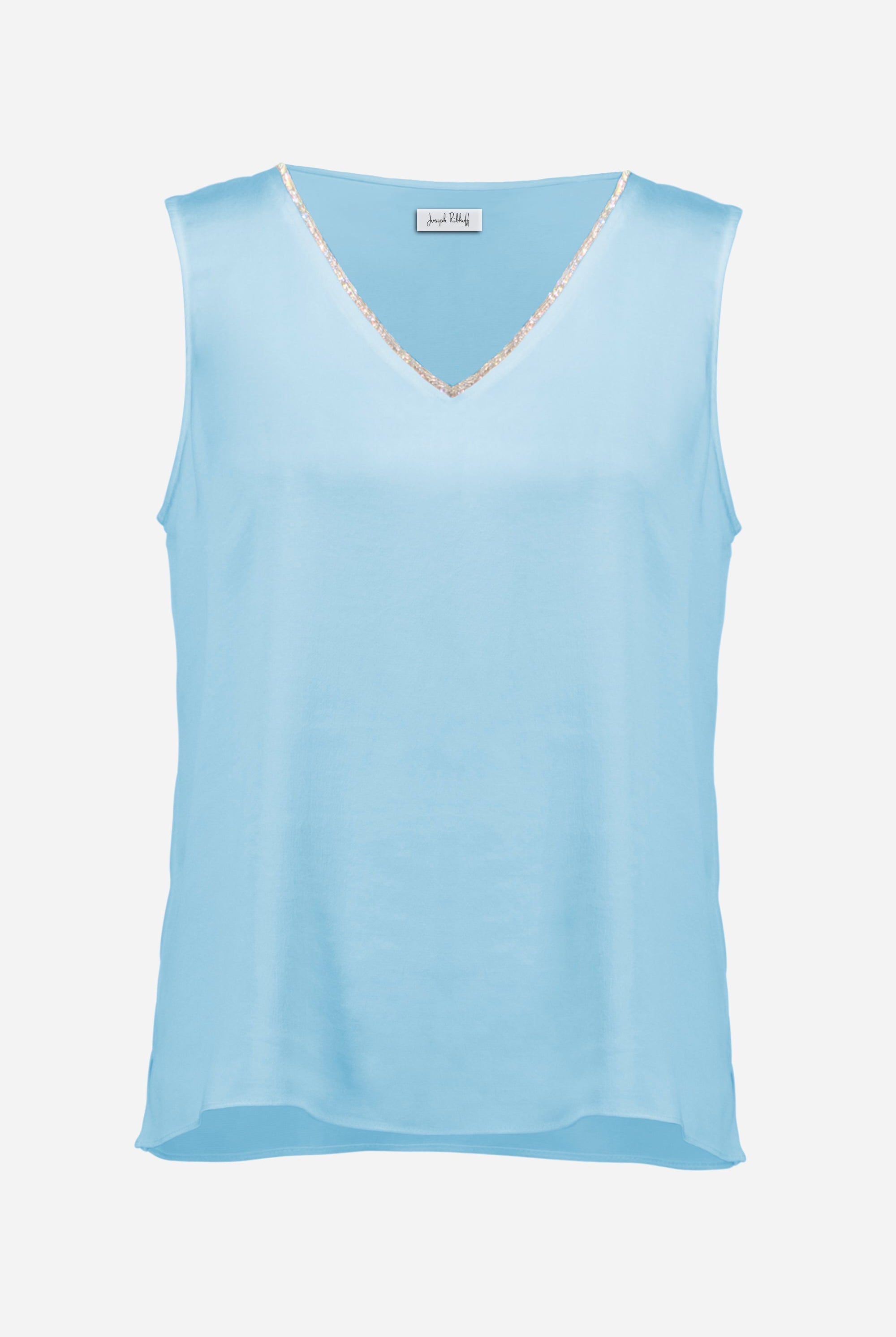 Signature | Recycled Satin Straight Top With Rhinestones Trim