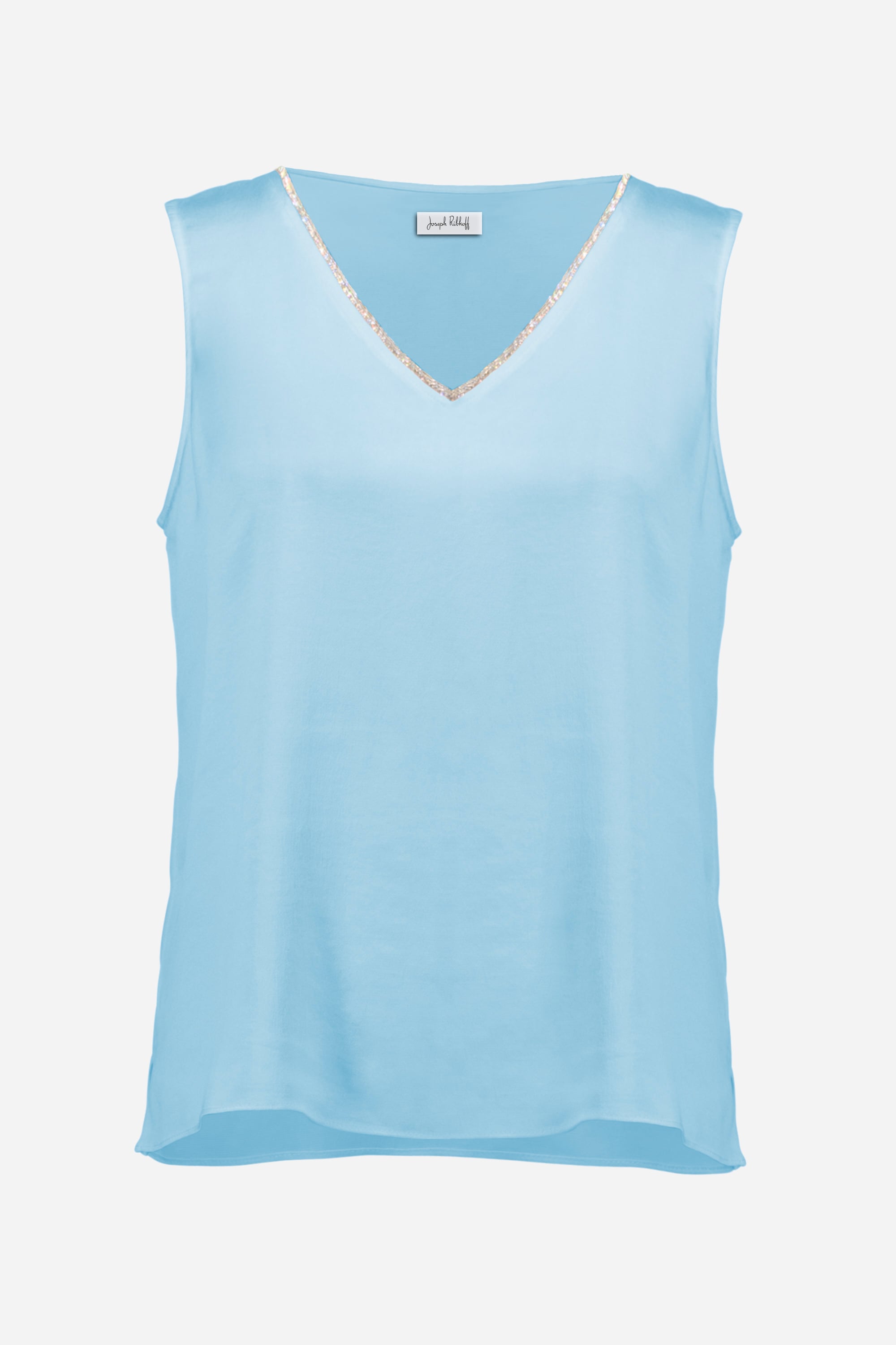Signature | Recycled Satin Straight Top With Rhinestones Trim
