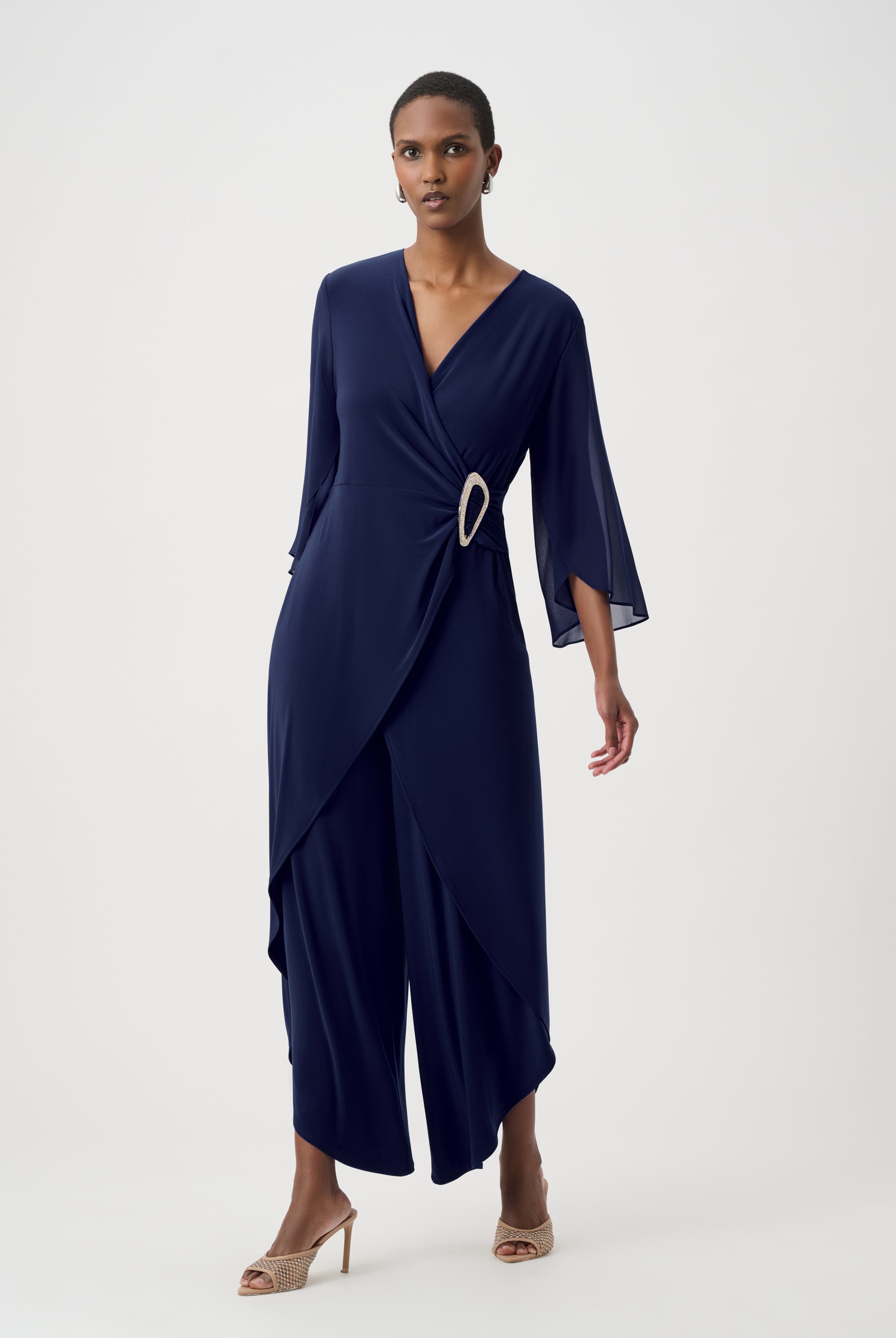 Signature | Silky Knit Culotte Jumpsuit With Chiffon Sleeves