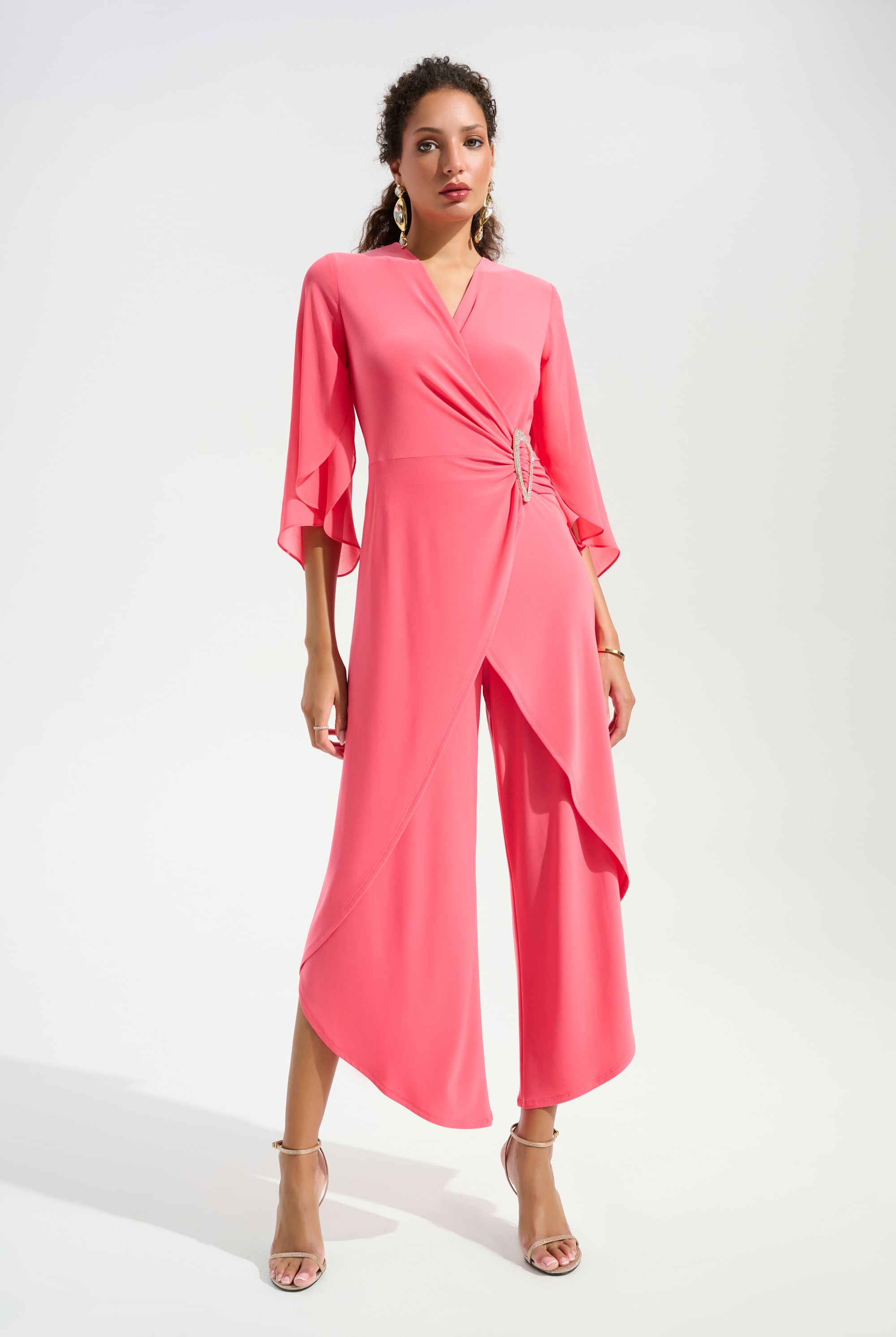 Signature | Silky Knit Culotte Jumpsuit With Chiffon Sleeves