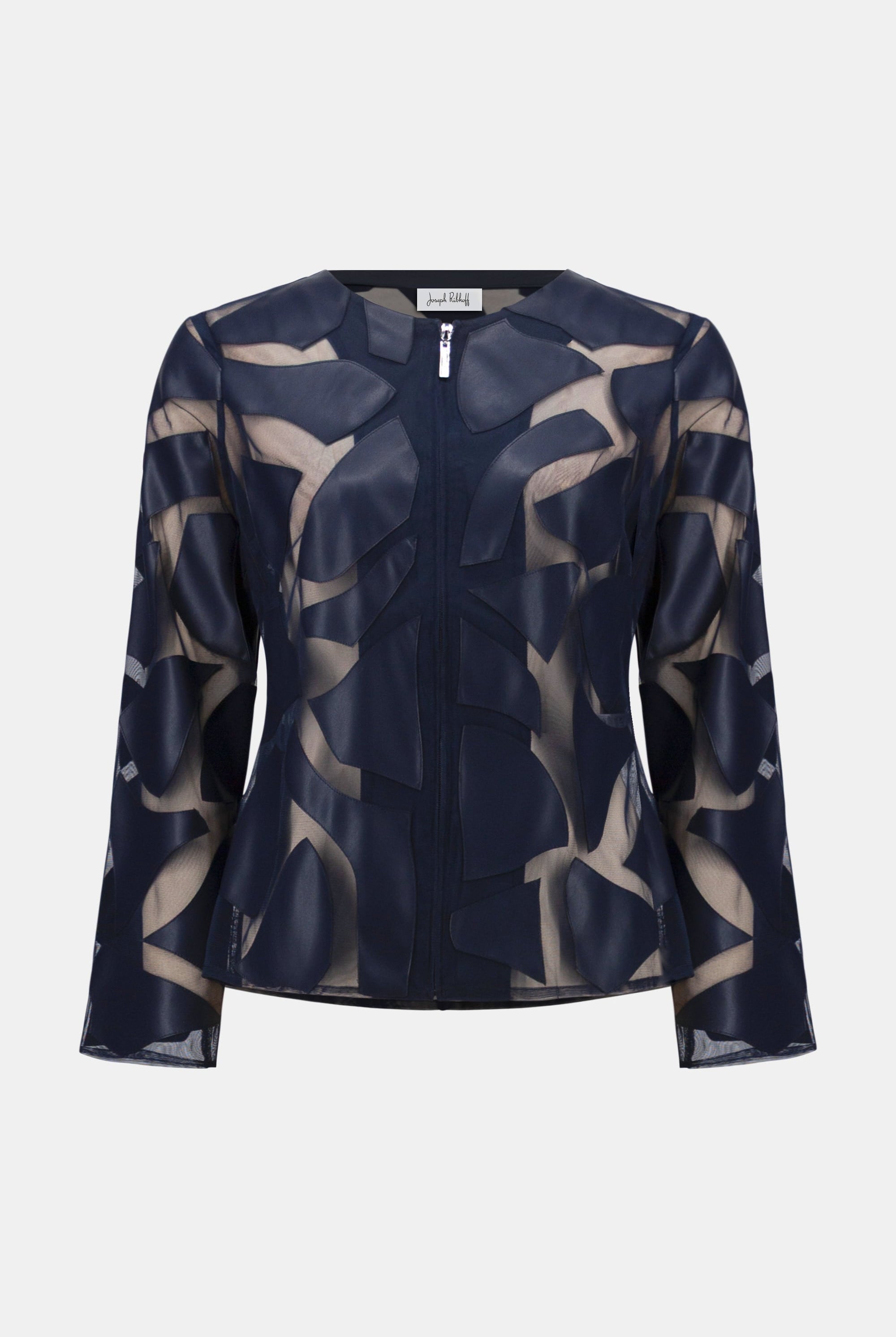 Laser Cut Leatherette Giraffe Print Fitted Jacket