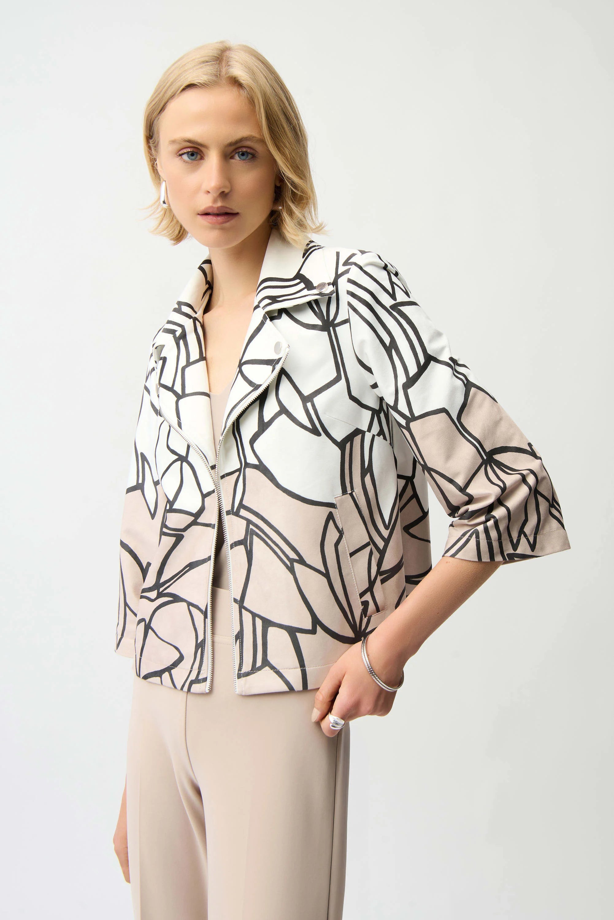 Joseph Ribkoff Suede Abstract Print Swing Jacket-261908