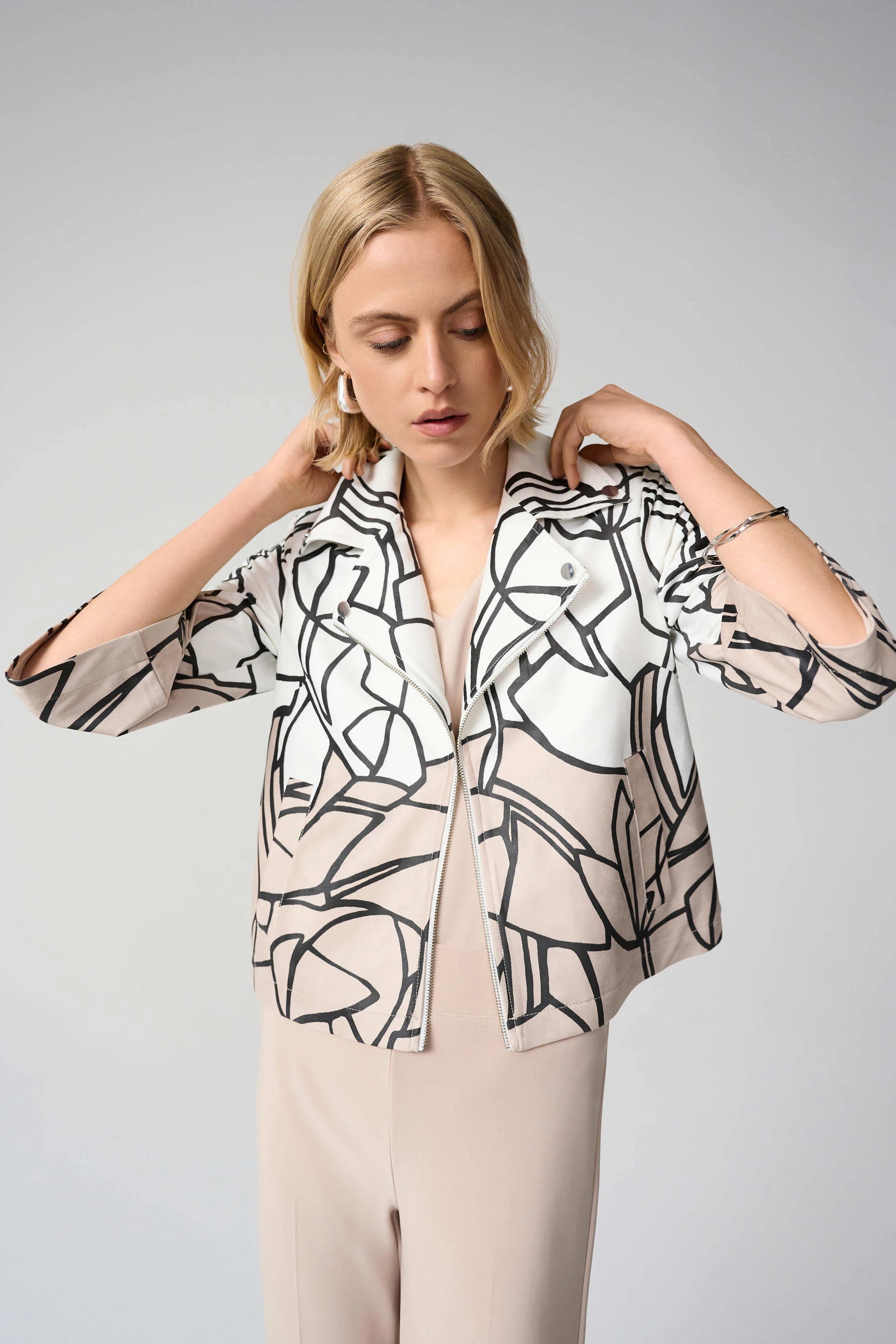 Joseph Ribkoff Suede Abstract Print Swing Jacket-261908