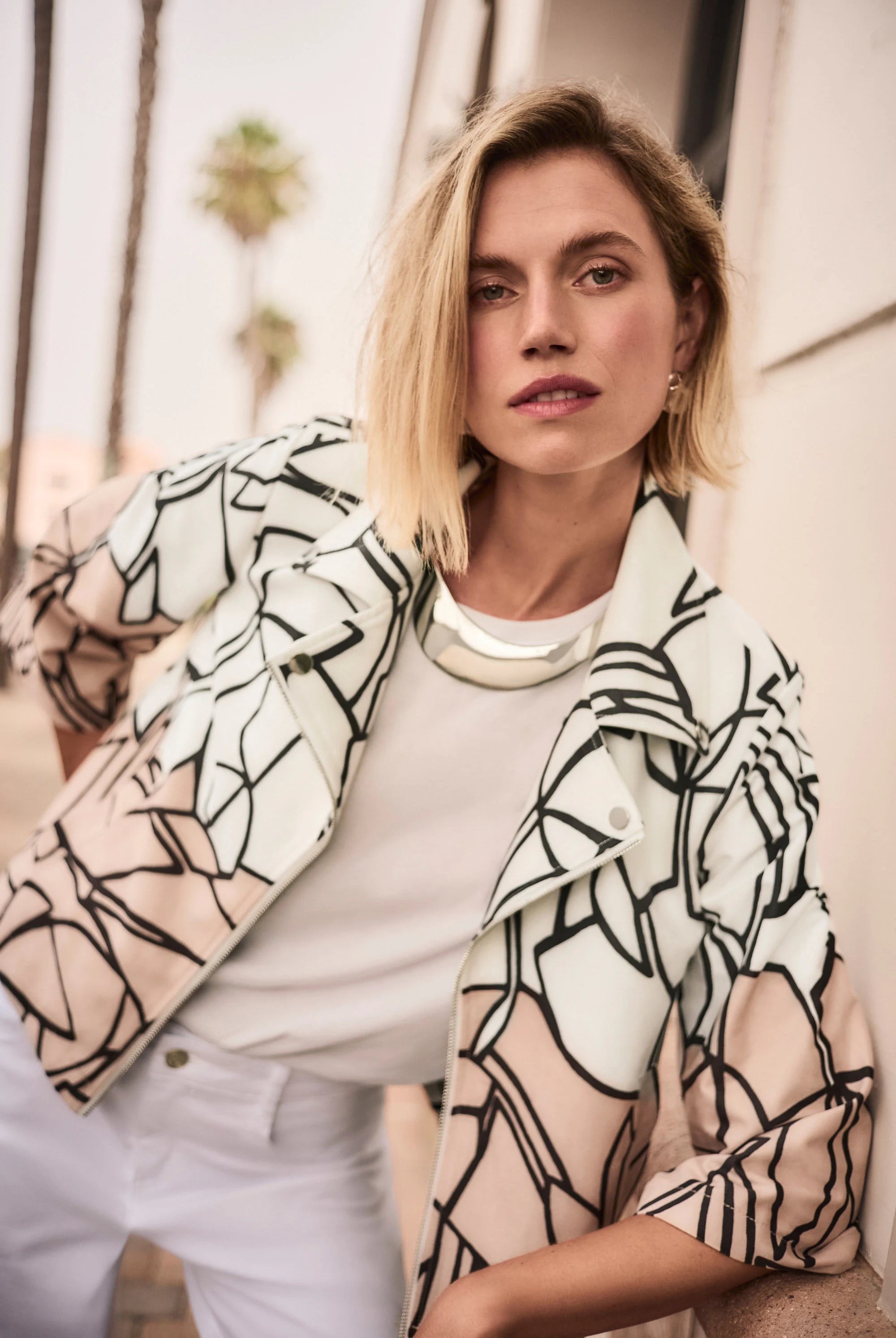 Joseph Ribkoff Suede Abstract Print Swing Jacket | Unique Apparel USA