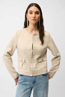 Joseph Ribkoff Scuba Suede Straight 4-Pocket Jacket With Button-261909