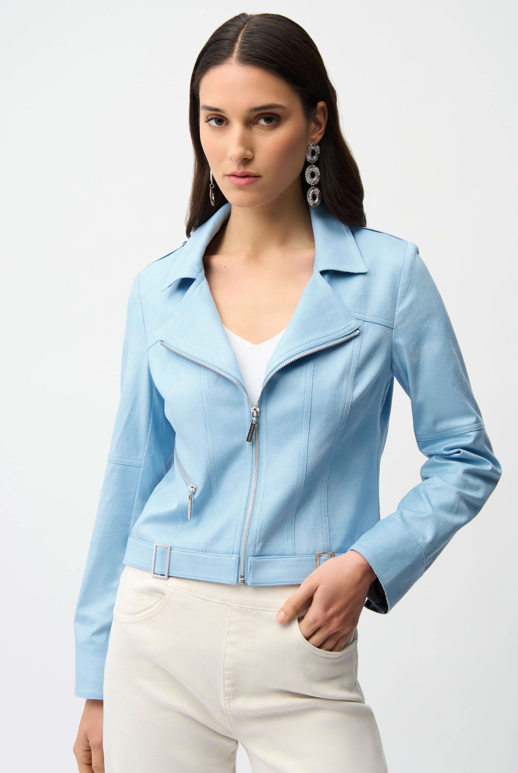 Joseph Ribkoff Foiled Faux Suede Fitted Jacket | Unique Apparel USA