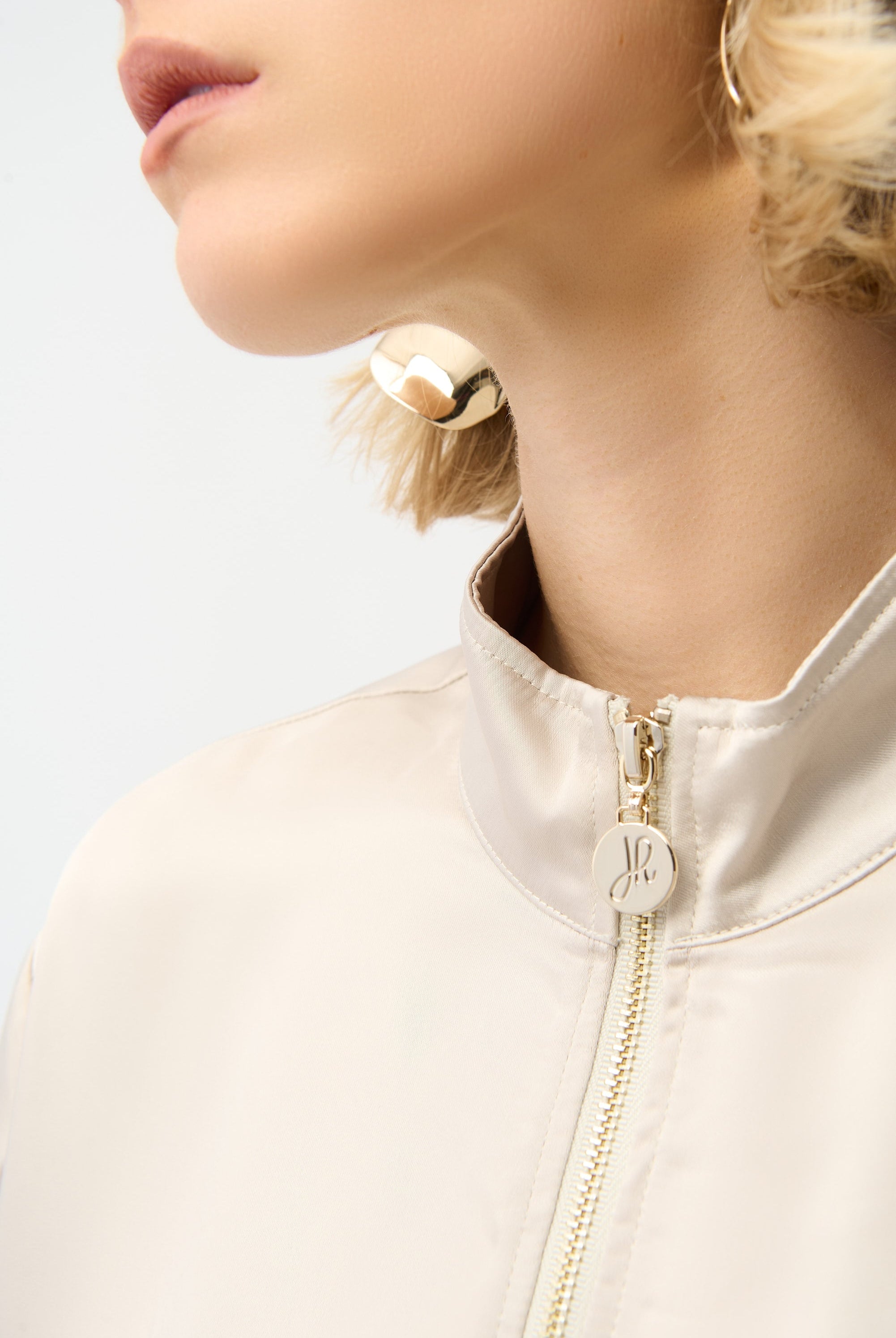 Satin Boxy Blouson Jacket With Drawstring Hem