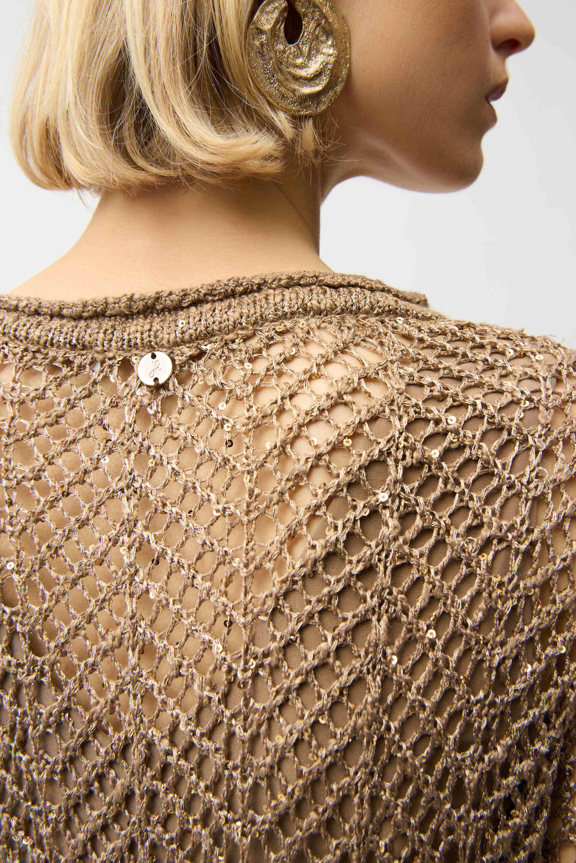 Joseph Ribkoff Sequins Yarn Chevron Print Long Sleeve Sweater-261915