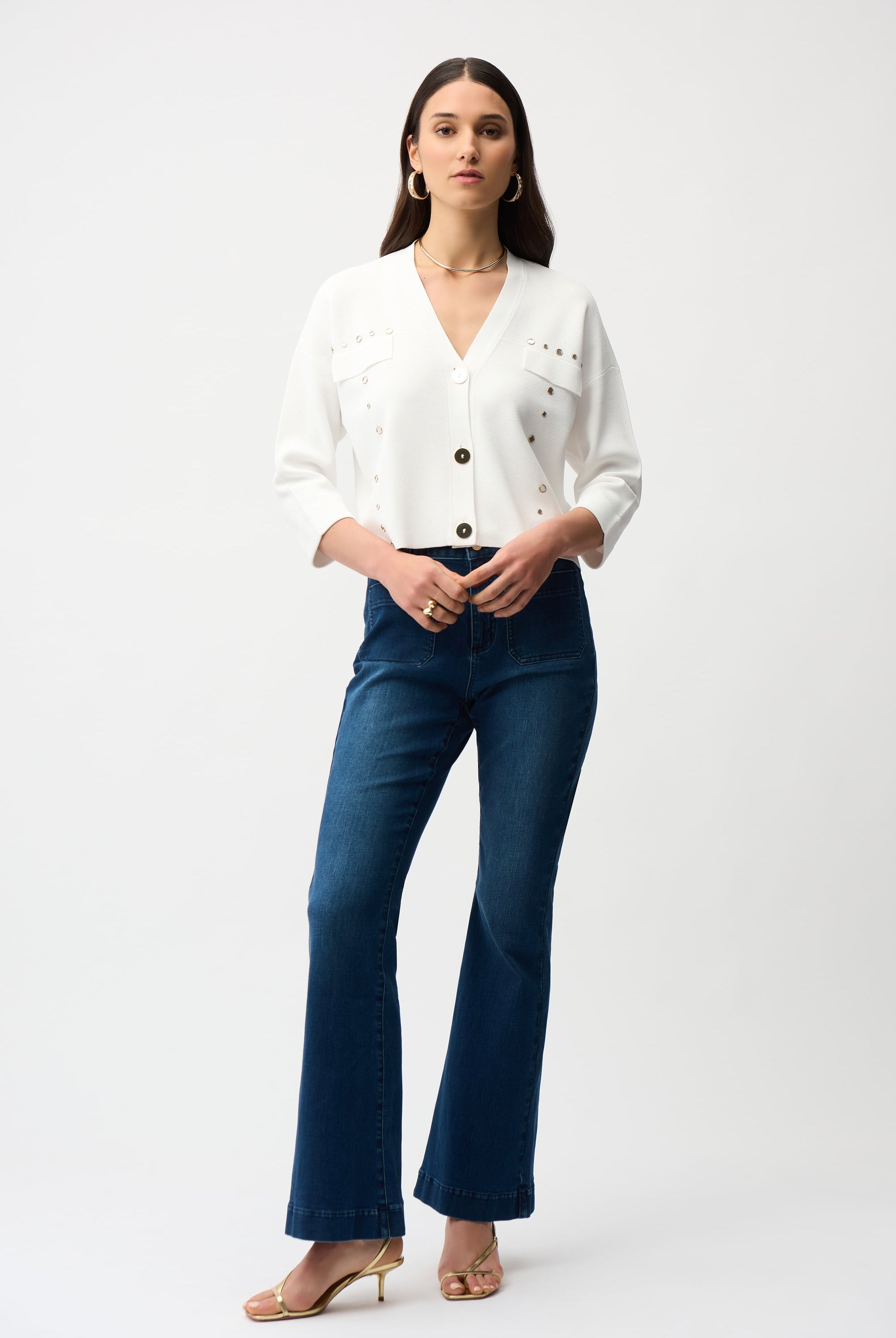Viscose Blend Cardigan with Gold Buttons