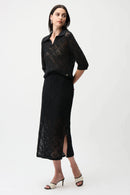 Joseph Ribkoff Cotton Blend Open Stitch Pencil Skirt-261928