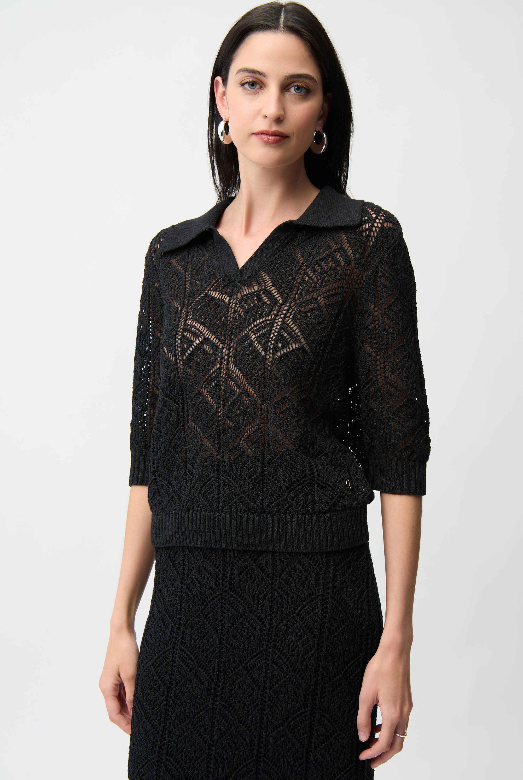 Joseph Ribkoff Cotton Blend Open Stitch Sweater | Unique Apparel USA