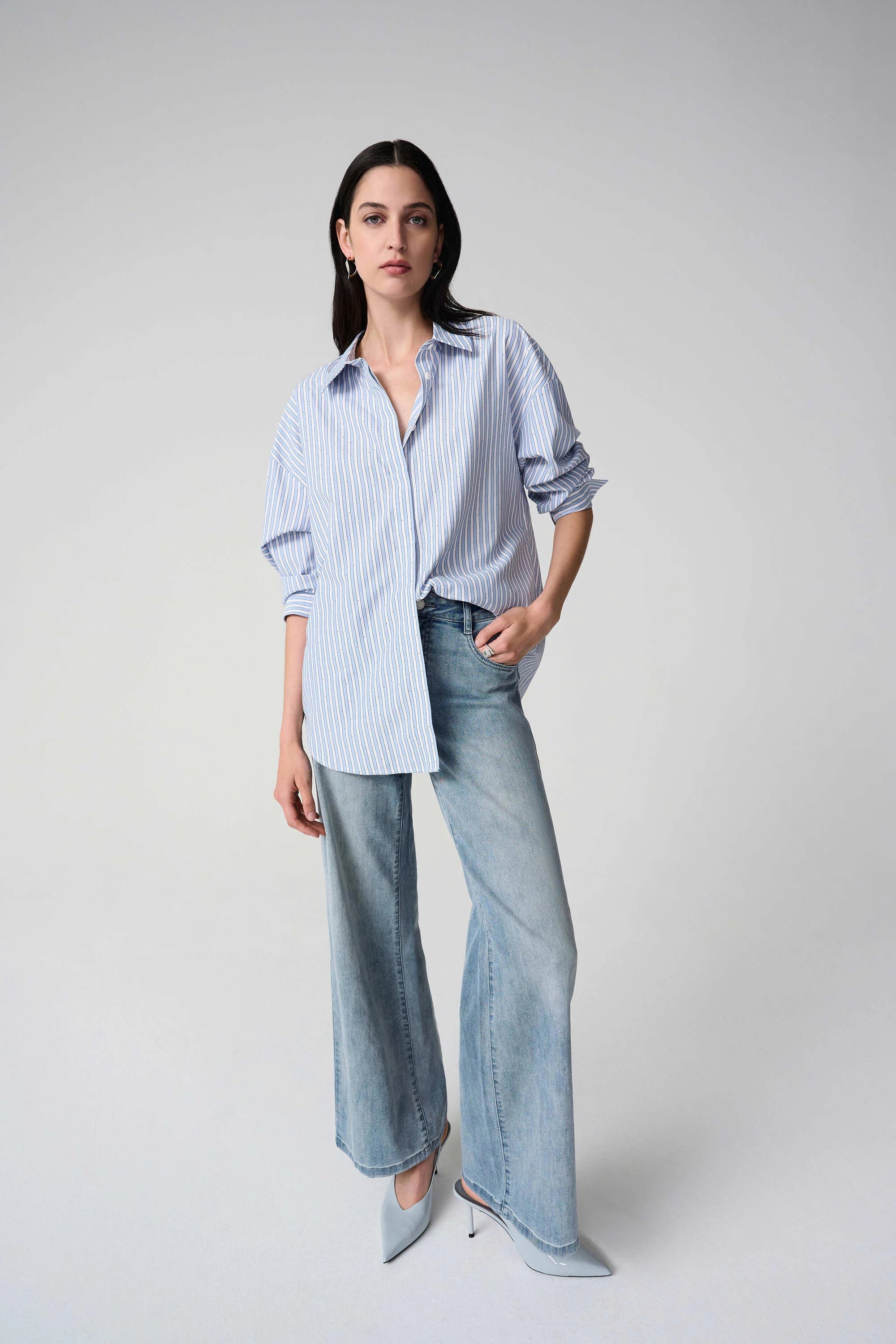 Joseph Ribkoff Tencel Stripe Print Boxy Blouse-261931