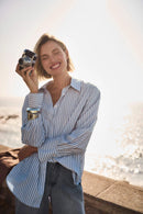 Joseph Ribkoff Tencel Stripe Print Boxy Blouse-261931