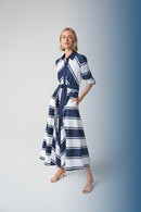 Joseph Ribkoff Striped Cotton Fit-and-Flare Shirt Dress-261936