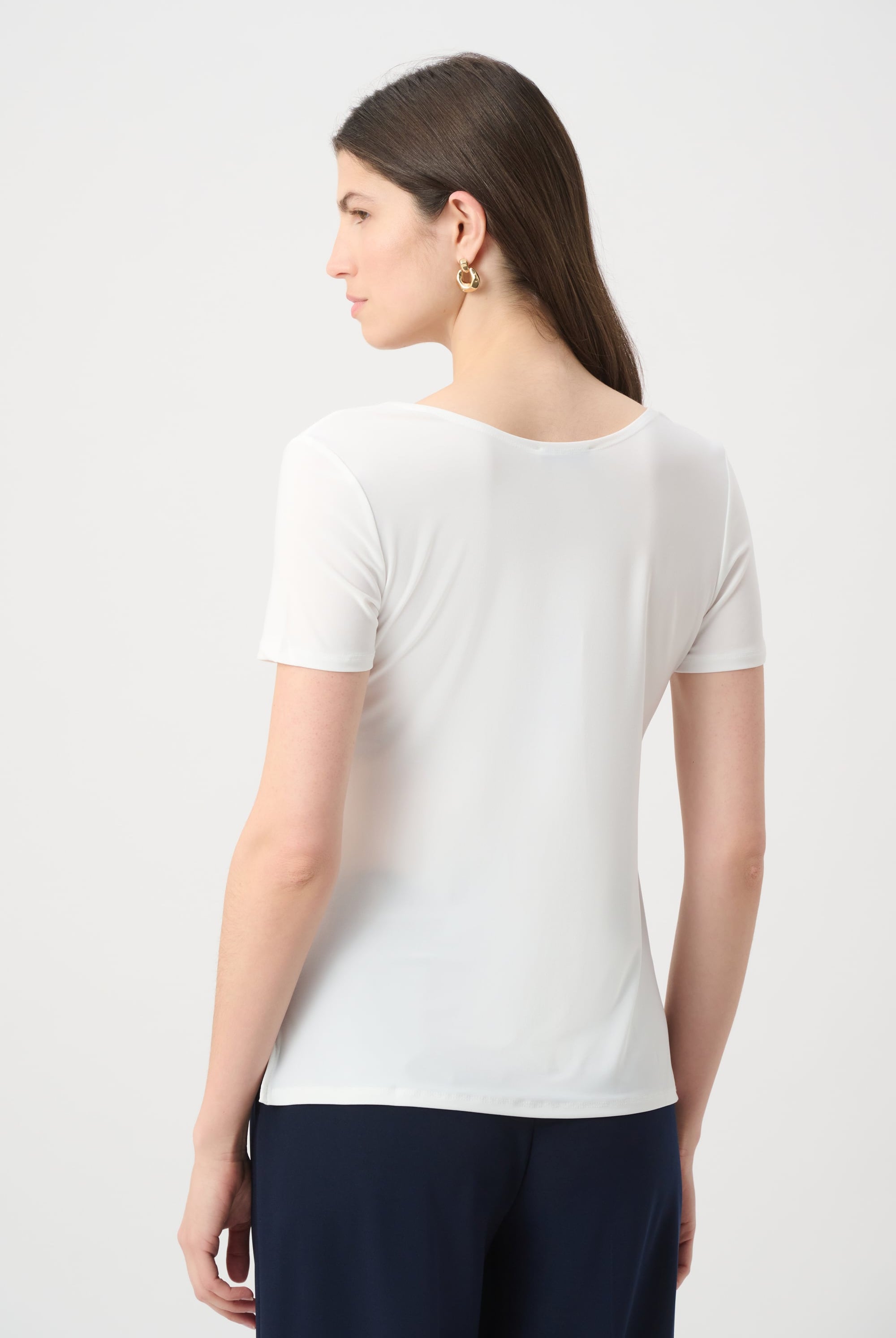 Silky Knit Fit and Flare Short Sleeve Top