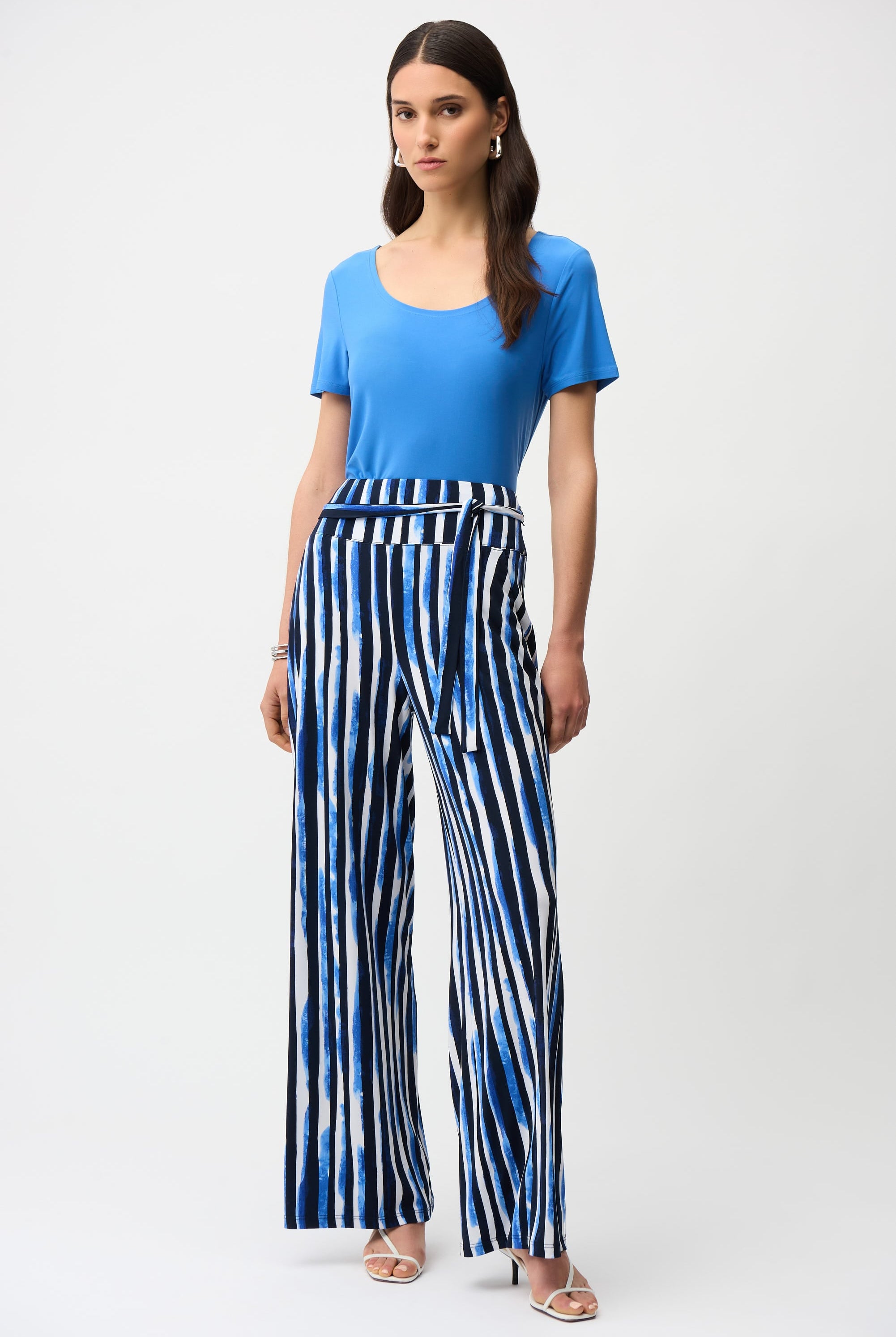 Silky Knit Fit and Flare Short Sleeve Top