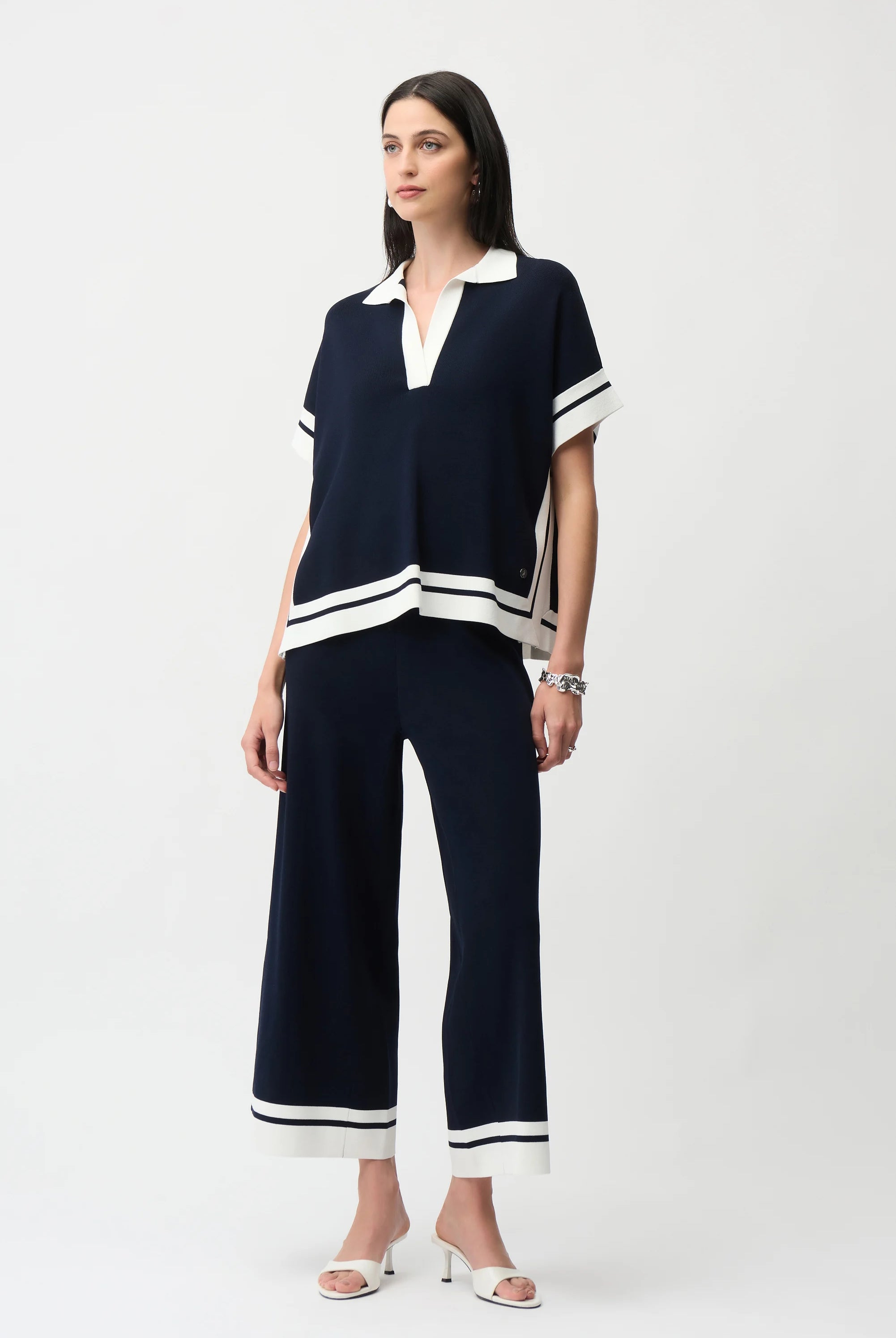 Joseph Ribkoff Viscose Blend Boxy Sweater With Stripe Detail | Unique Apparel USA