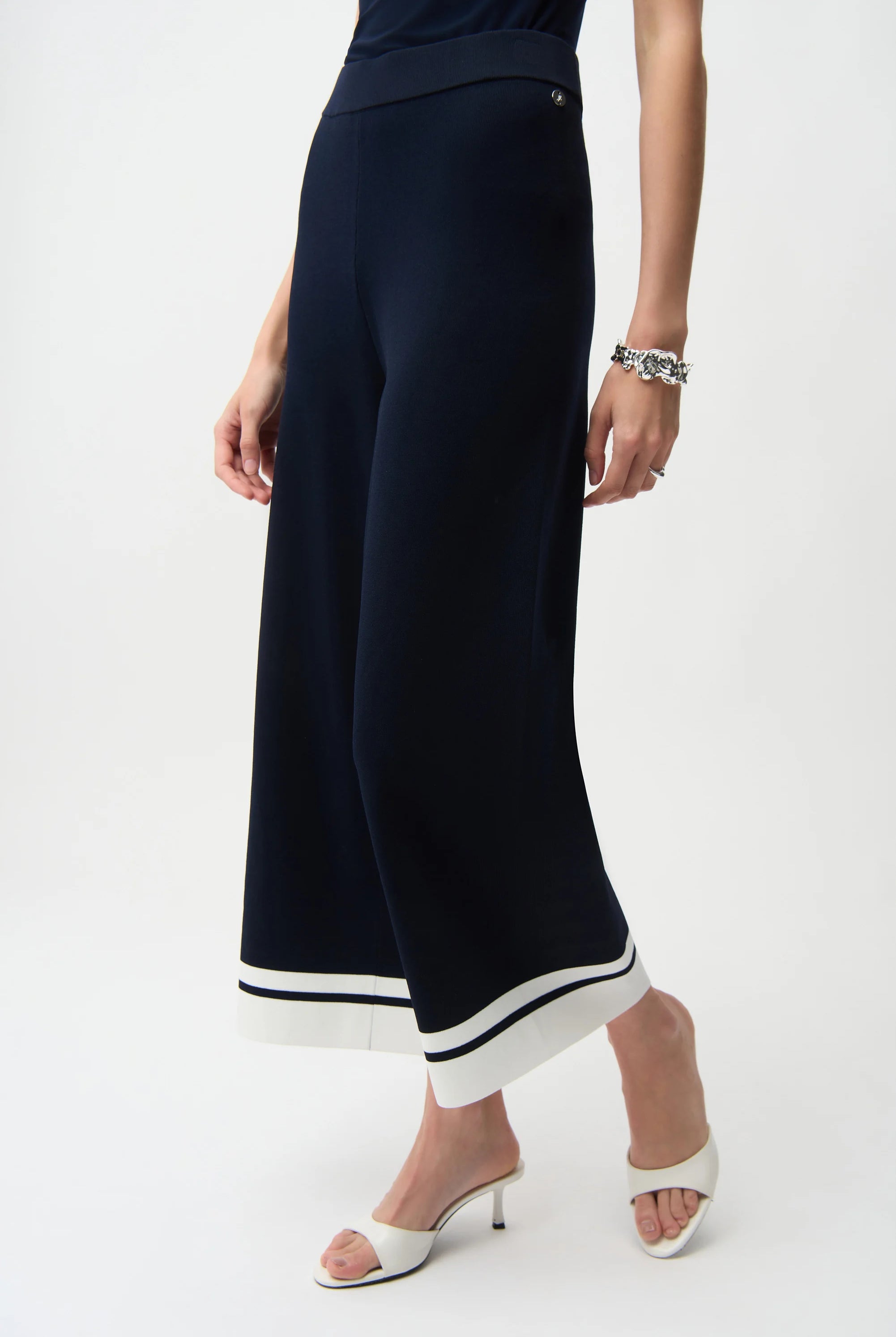 Joseph Ribkoff Viscose Blend Culotte pants With Stripe Detail | Unique Apparel USA