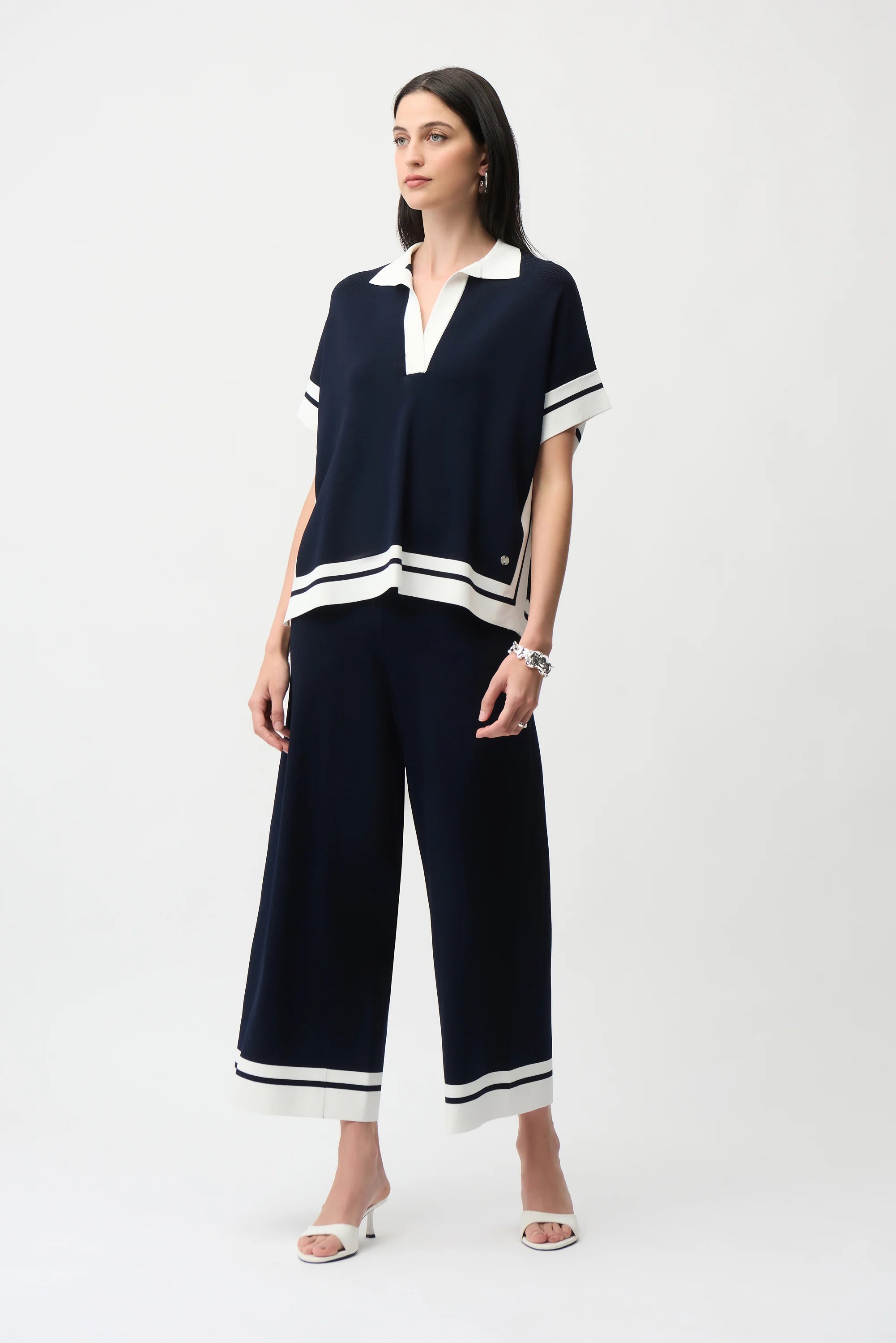Joseph Ribkoff Viscose Blend Culotte pants With Stripe Detail-261942
