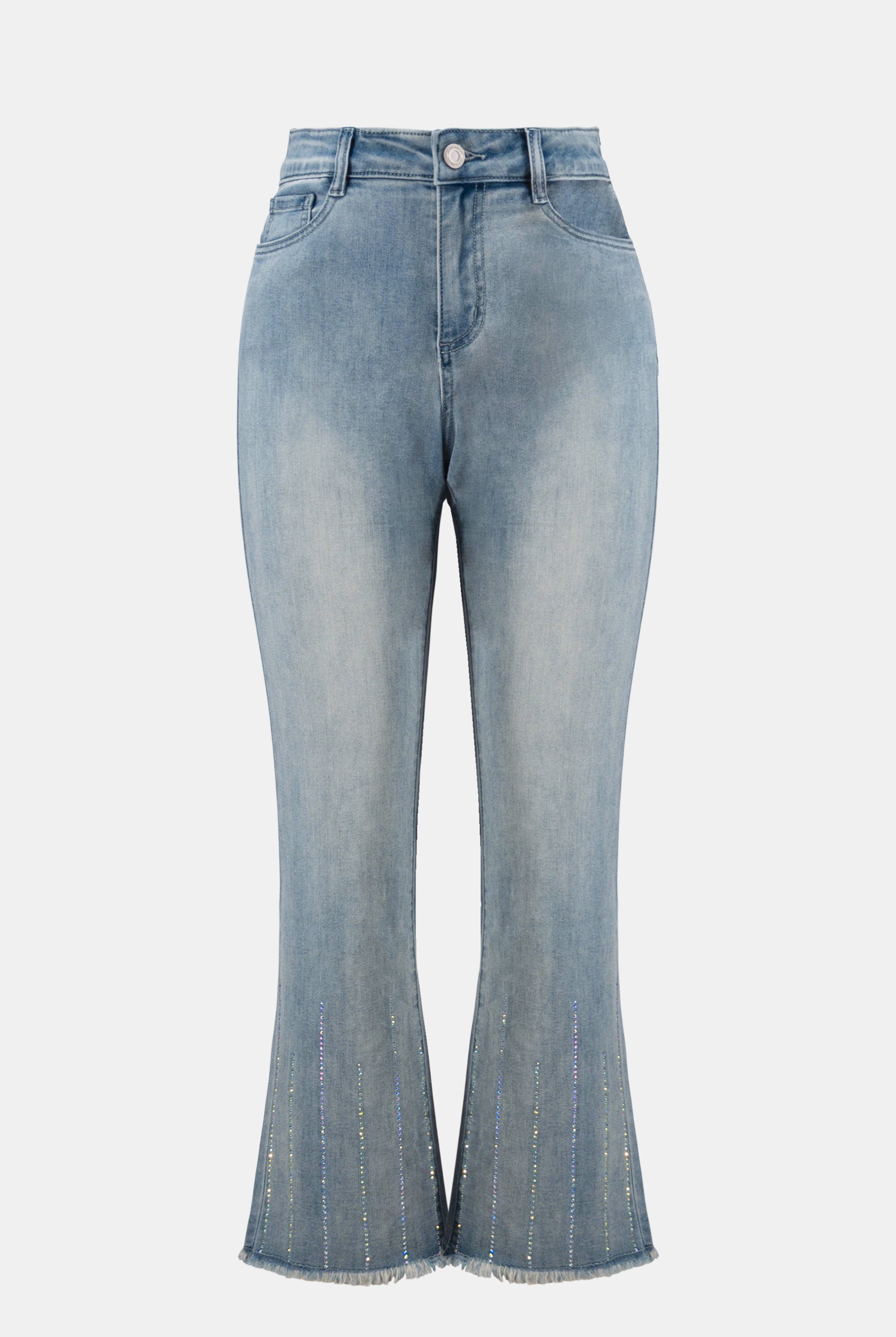 Straight Crop Jeans With Rhinestones