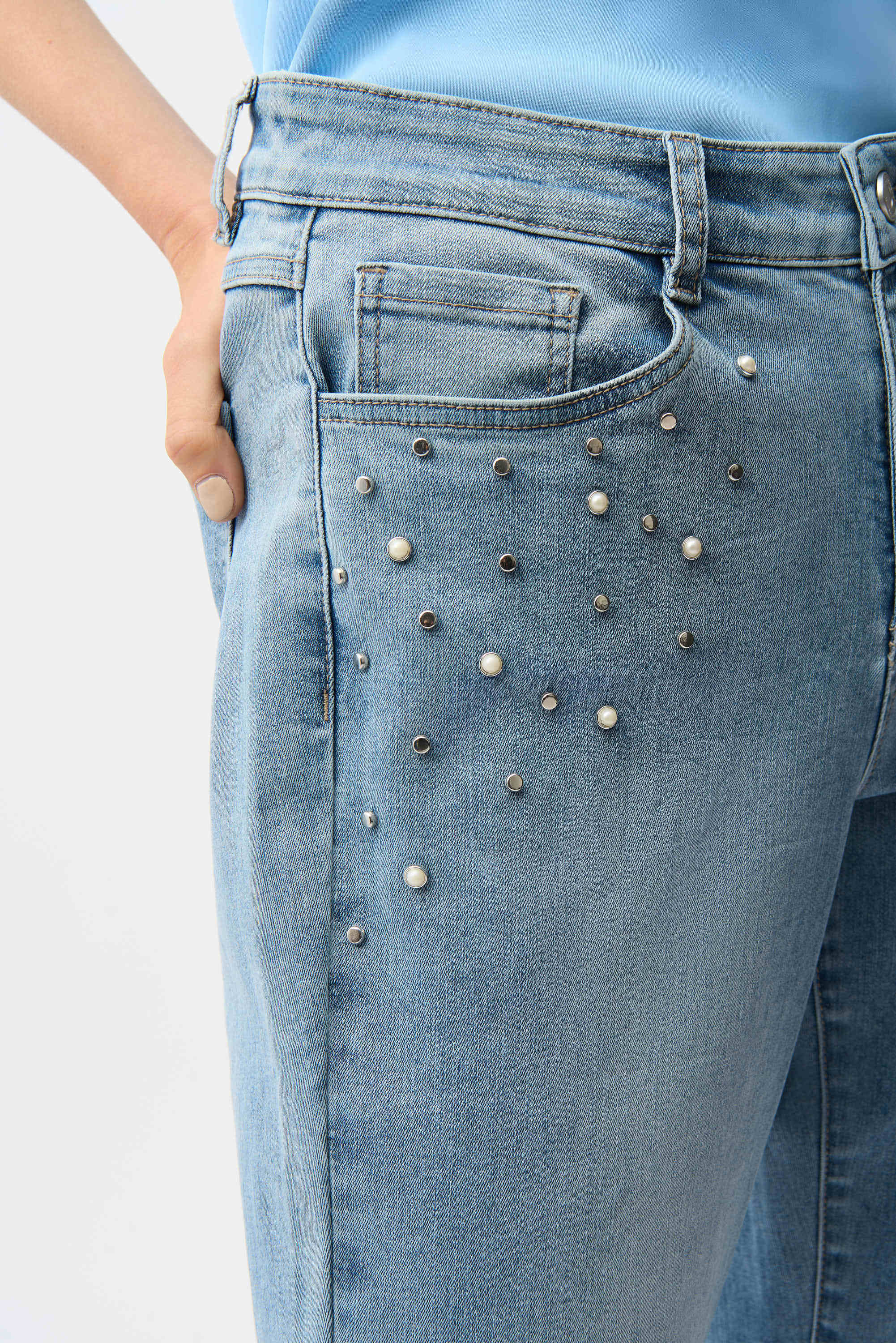 Joseph Ribkoff Slim Leg Jeans With Pearls and Studs-261947