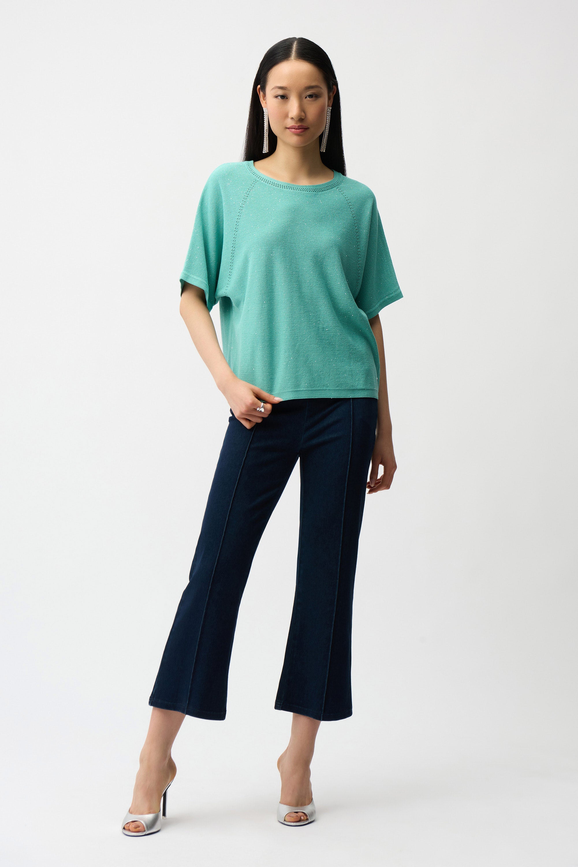 Joseph RIbkoff Knit Denim Cropped Flare Pant-261953