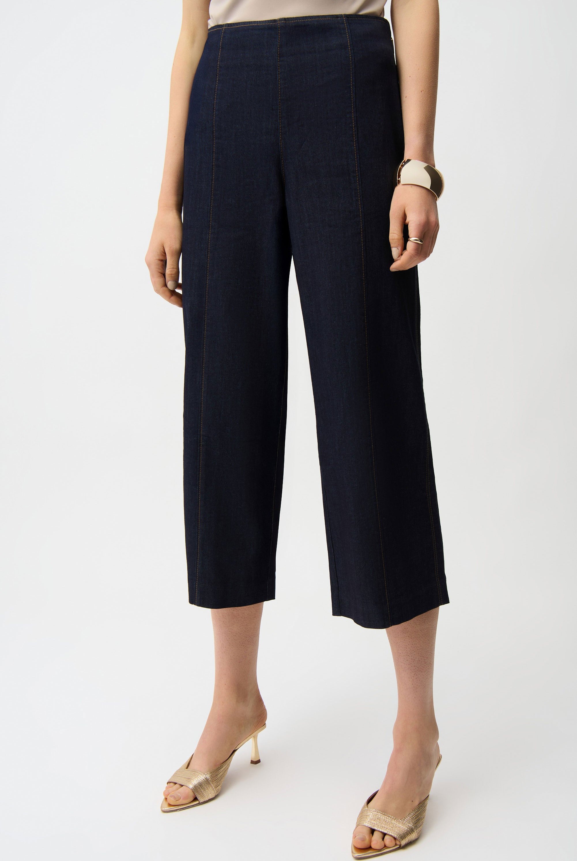 Joseph Ribkoff Culotte Jeans With Exposed Side Zipper | Unique Apparel USA